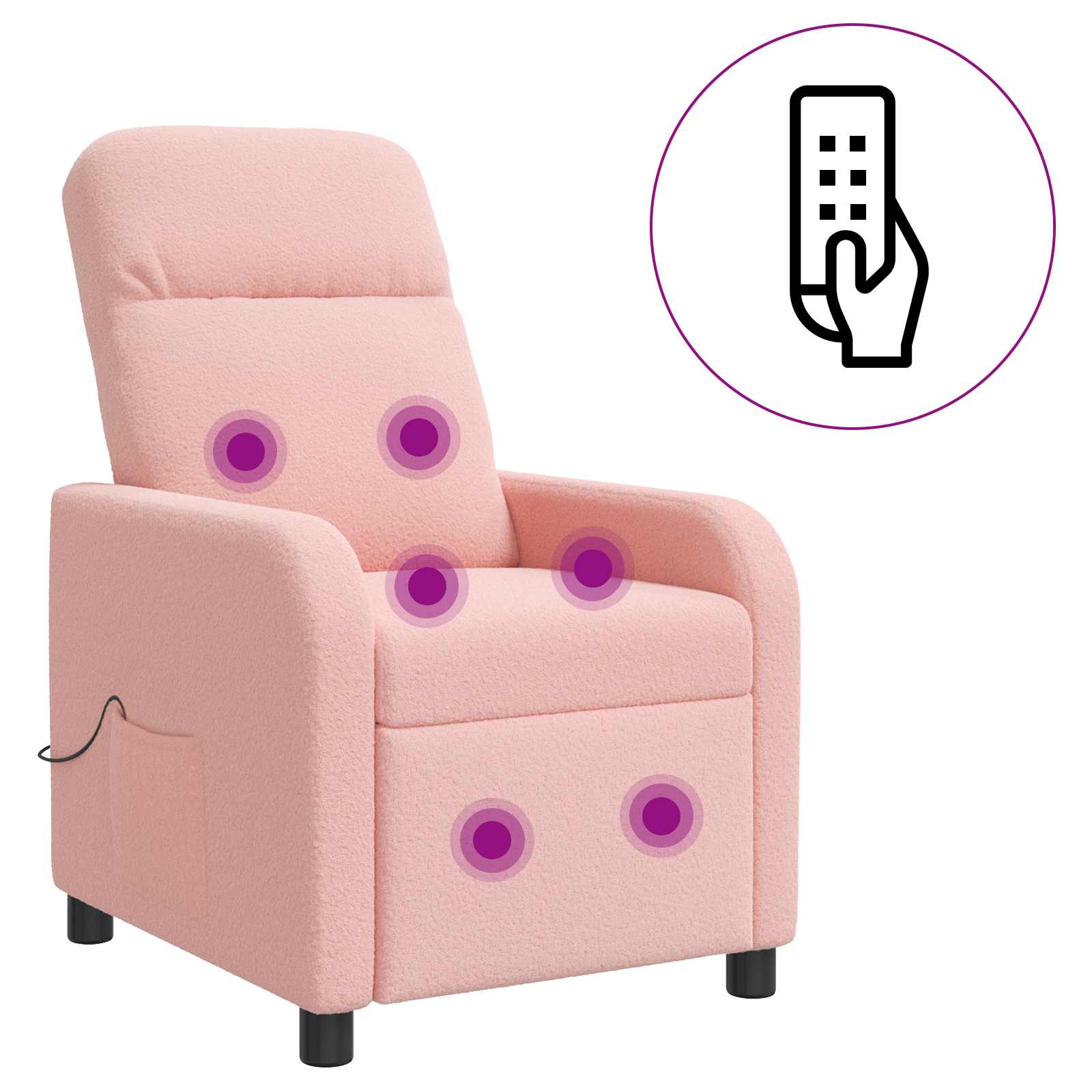 vidaXL Massage Recliner Roze Bouclé