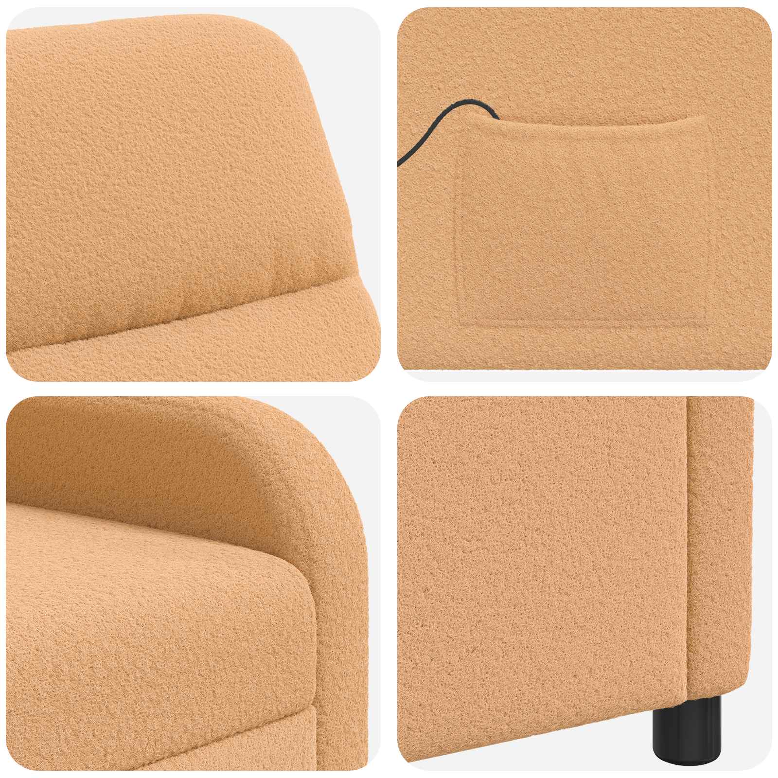 vidaXL Massage Relaxsessel Beige Bouclé – Bild 6
