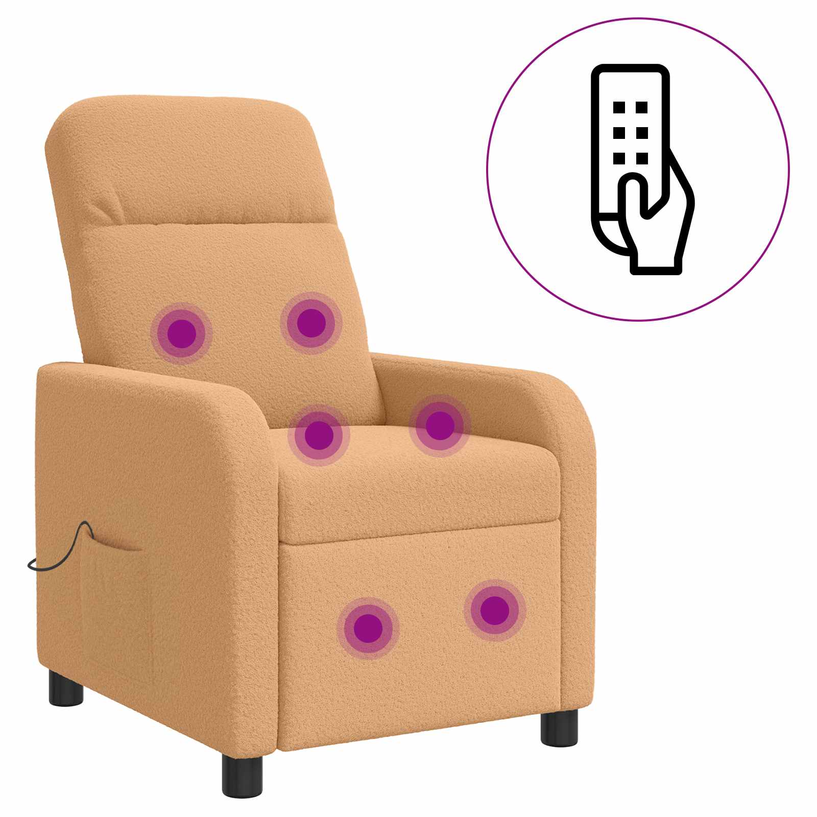 vidaXL Massage Relaxsessel Beige Bouclé – Bild 2