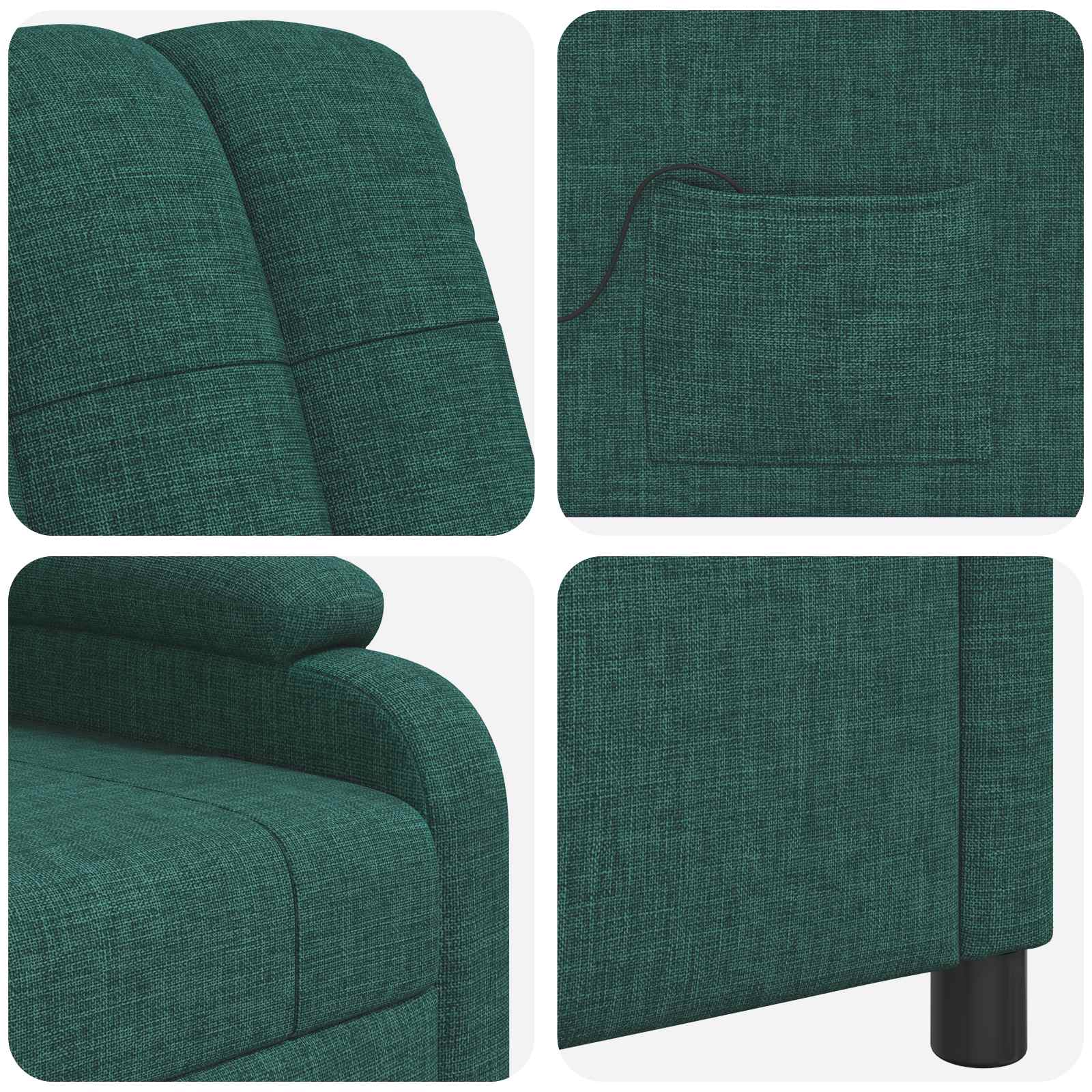Massage Recliner Donkergroen Stof - Afbeelding 6