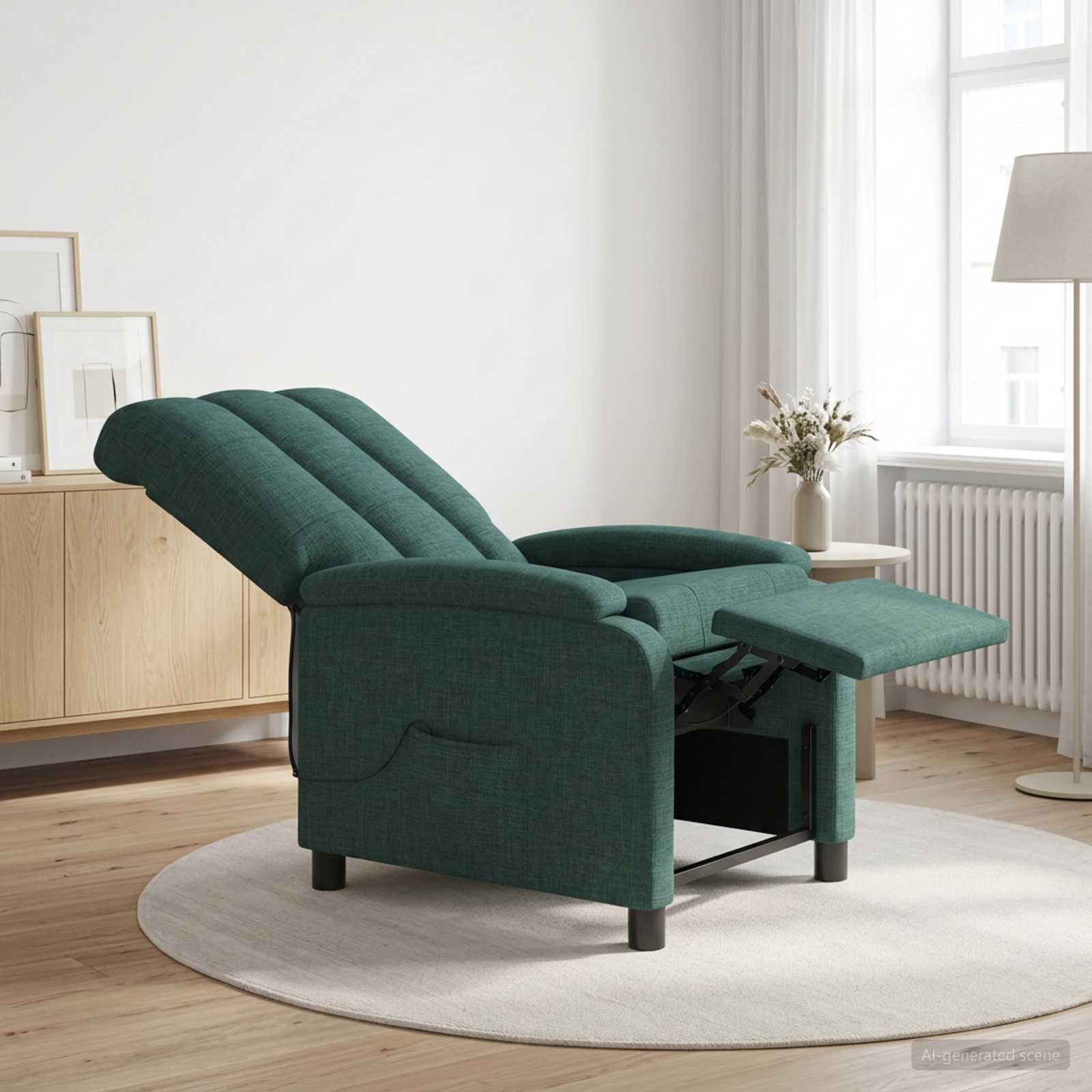 Massage Recliner Donkergroen Stof - Afbeelding 4