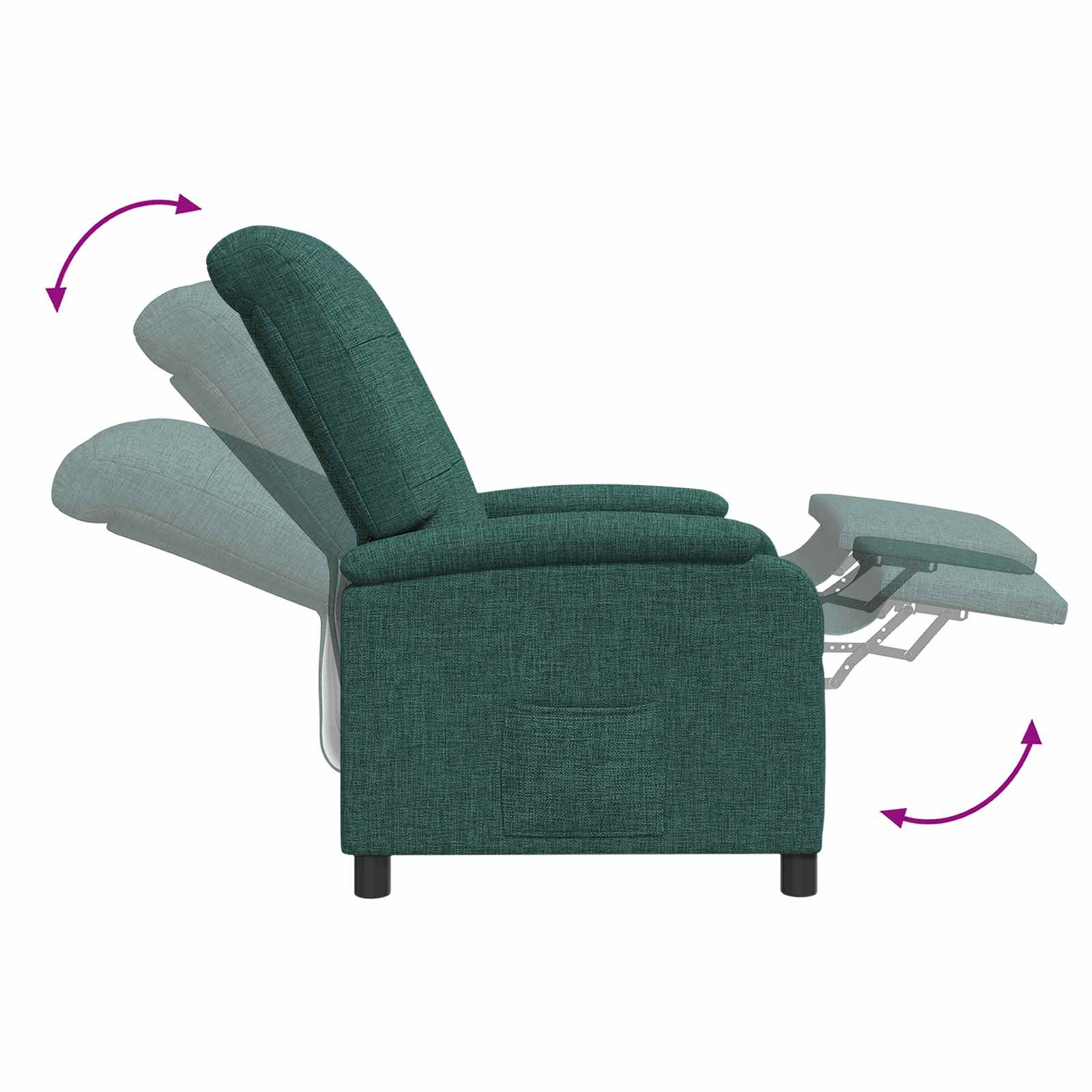 Massage Recliner Donkergroen Stof - Afbeelding 7