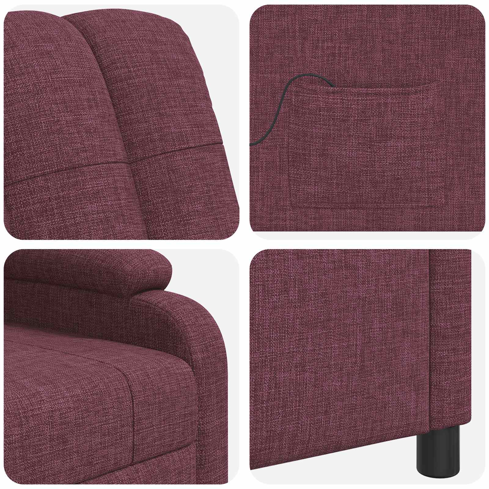 vidaXL Massage Relaxsessel Lila Stoff – Bild 6