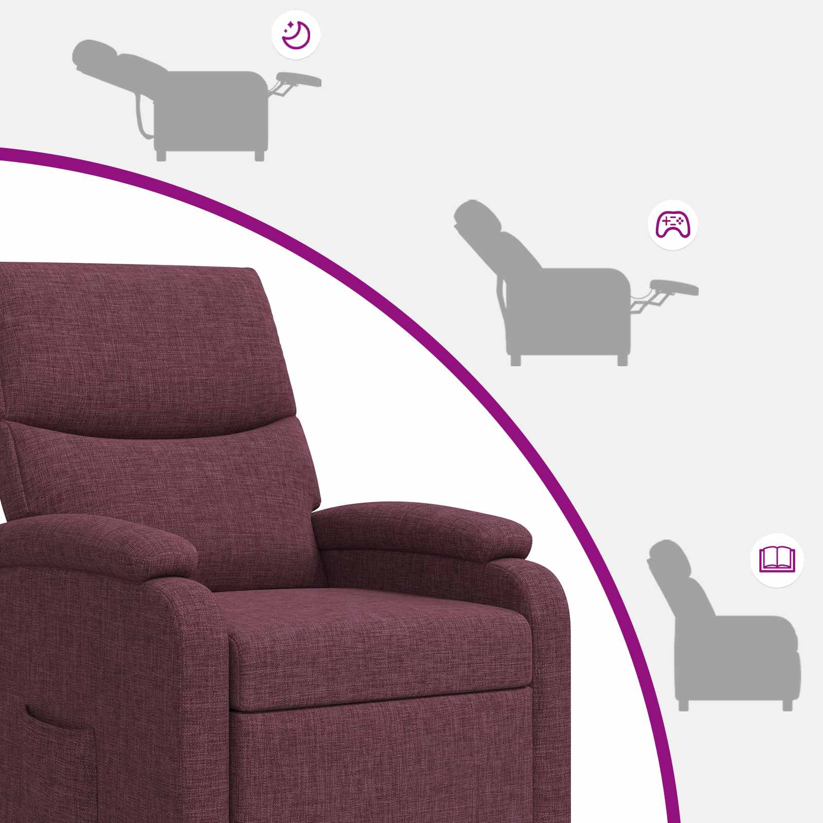 Relaxfauteuil Paars Stof - Afbeelding 6