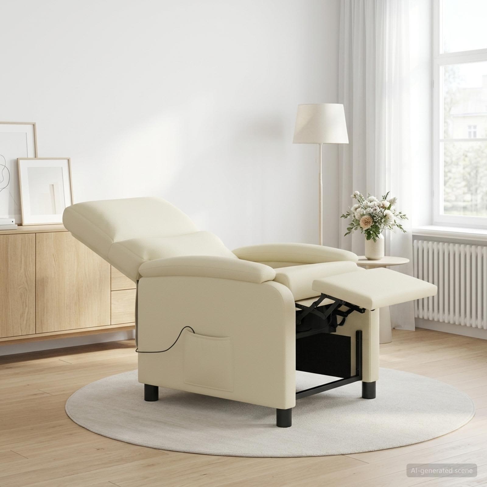 Massagefåtölj Gräddvit Konstläder