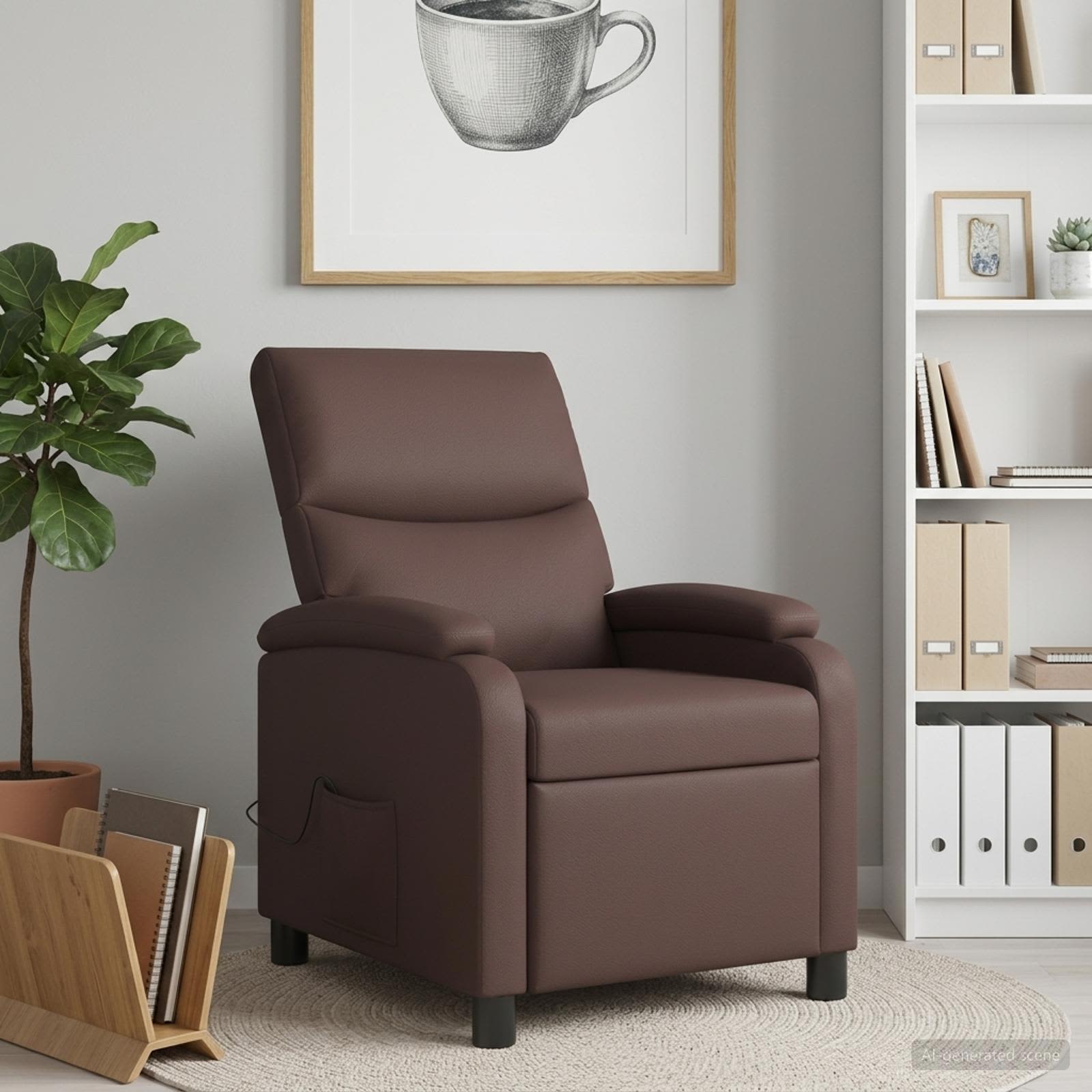 Massagefåtölj Brun Konstläder
