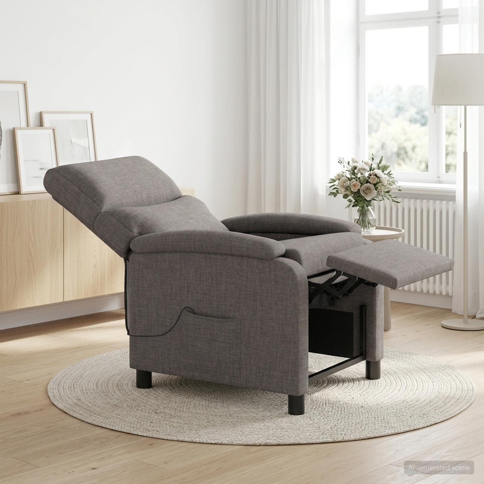 vidaXL Massage Lænestol Gråbrun Stof