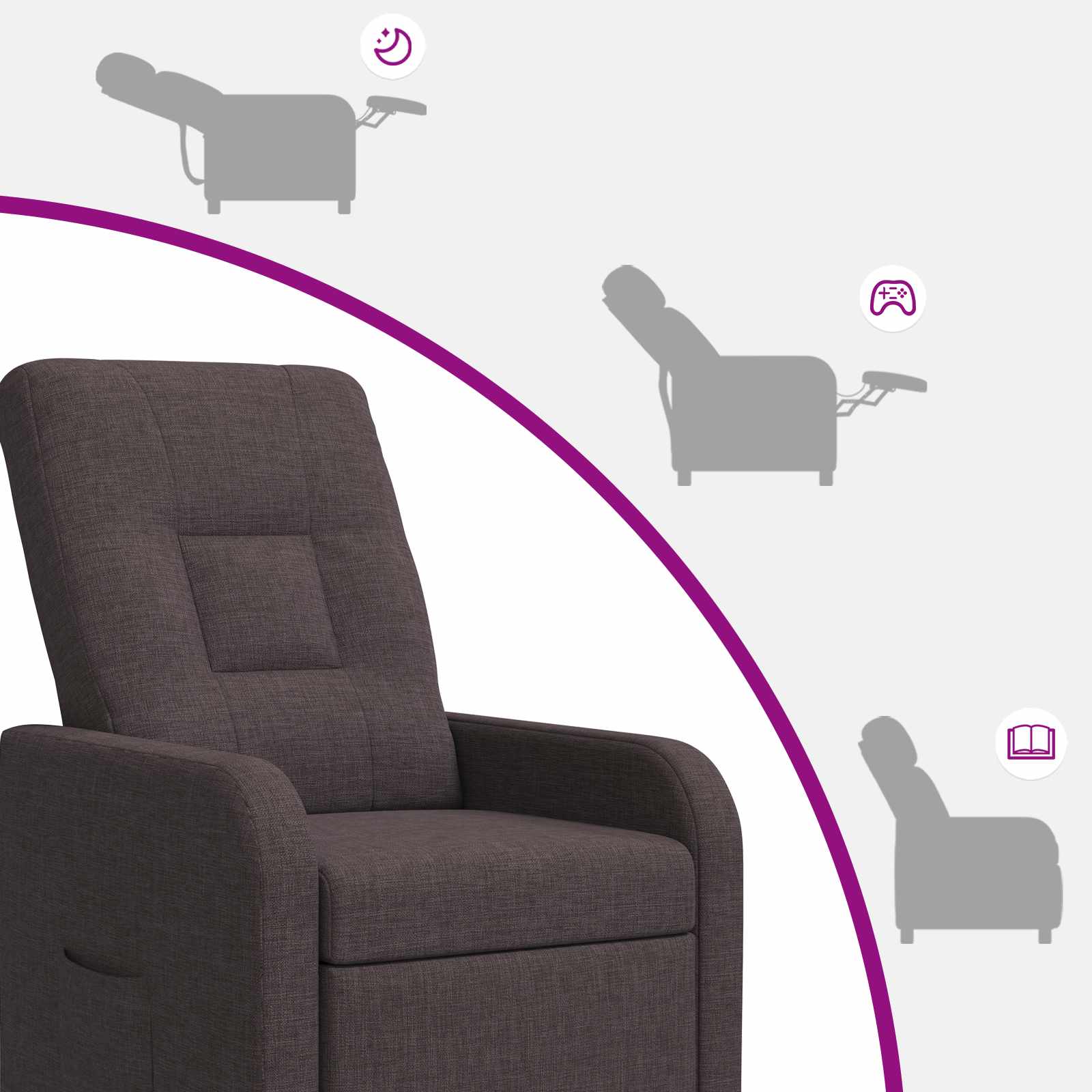 vidaXL Massage Recliner Donkerbruin Stof