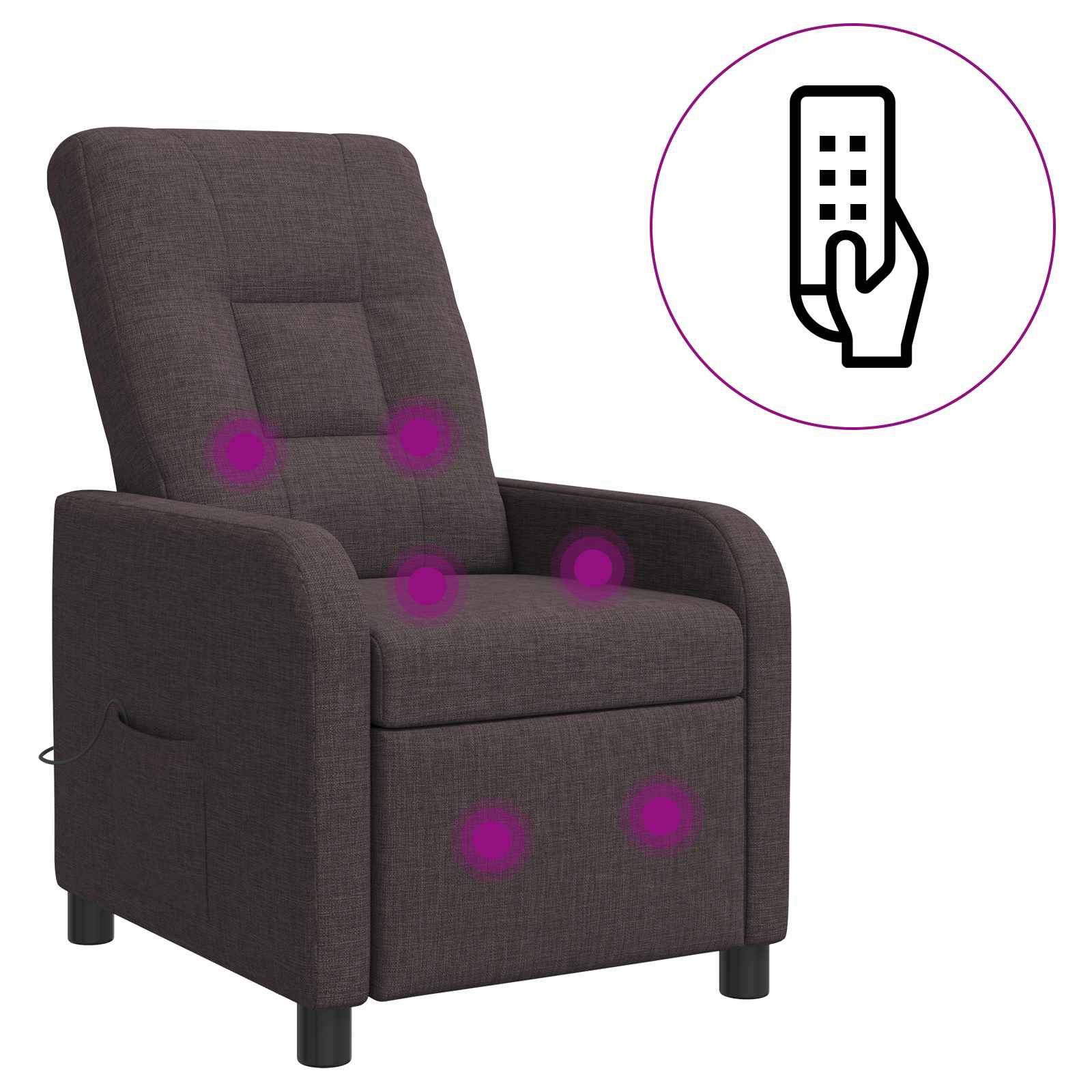 vidaXL Massage Recliner Donkerbruin Stof