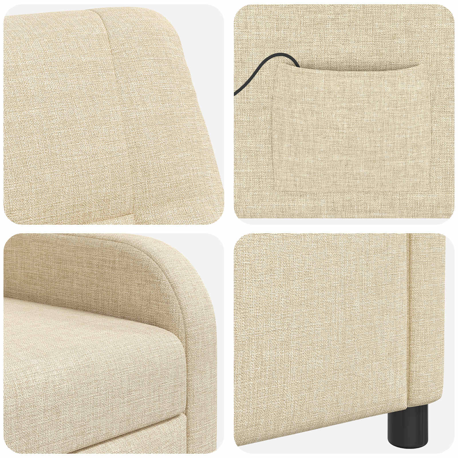 vidaXL Massage Recliner Crèmekleurig Stof