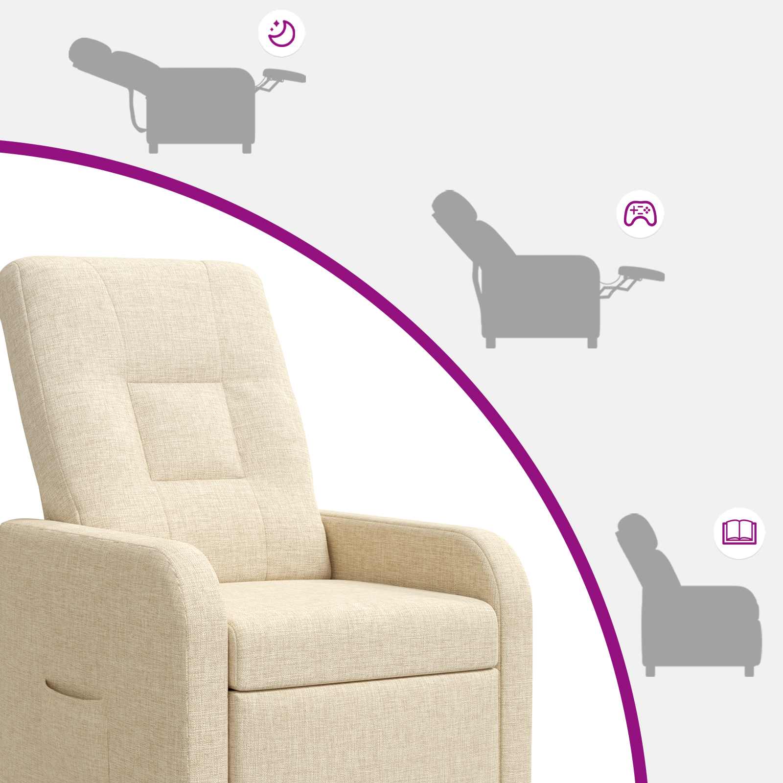 vidaXL Massage Recliner Crèmekleurig Stof
