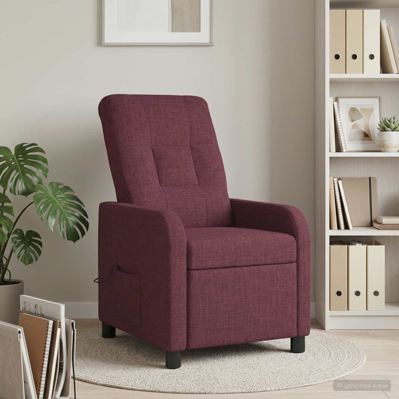Massage Recliner Paars Stof