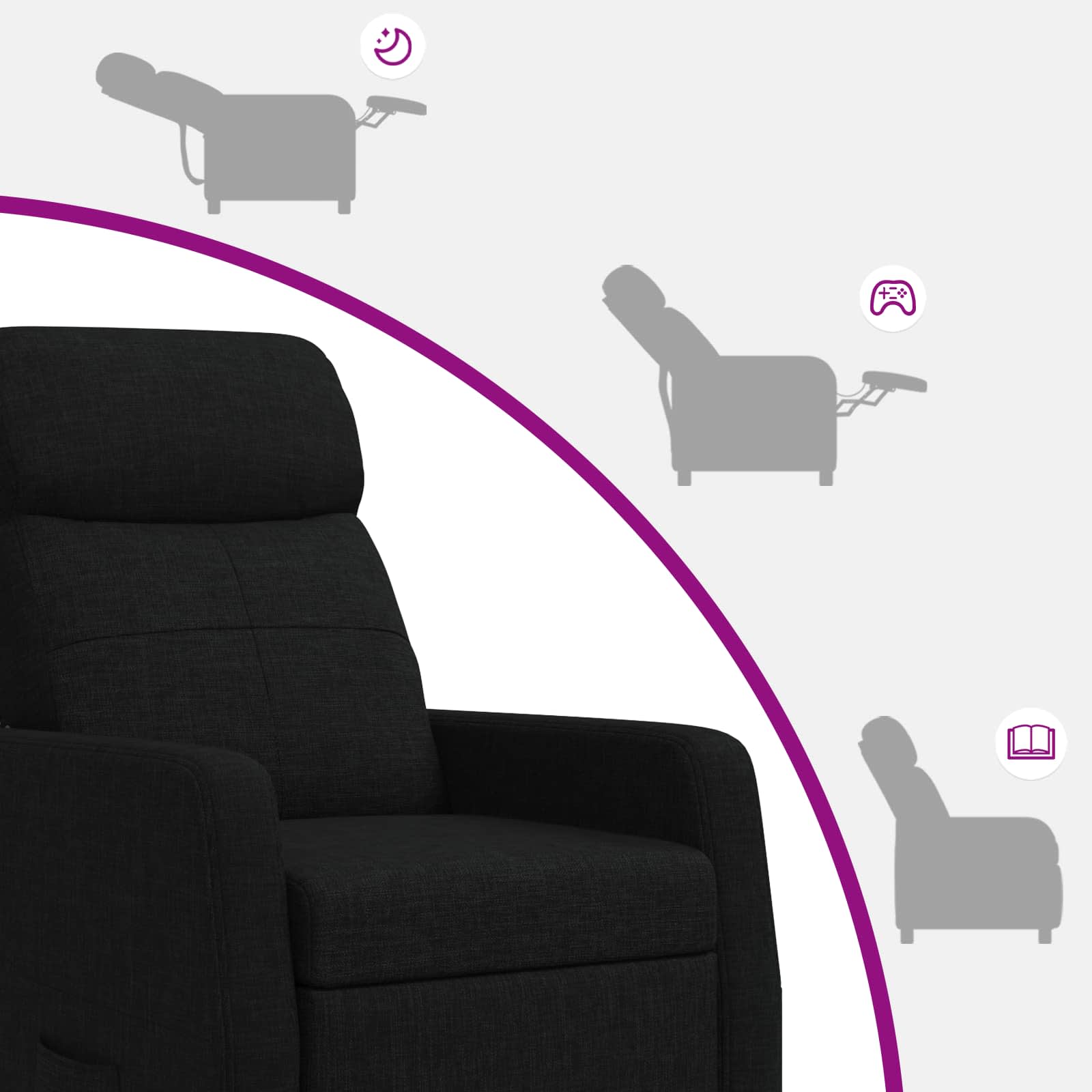 vidaXL Relaxfauteuil Zwart Stof