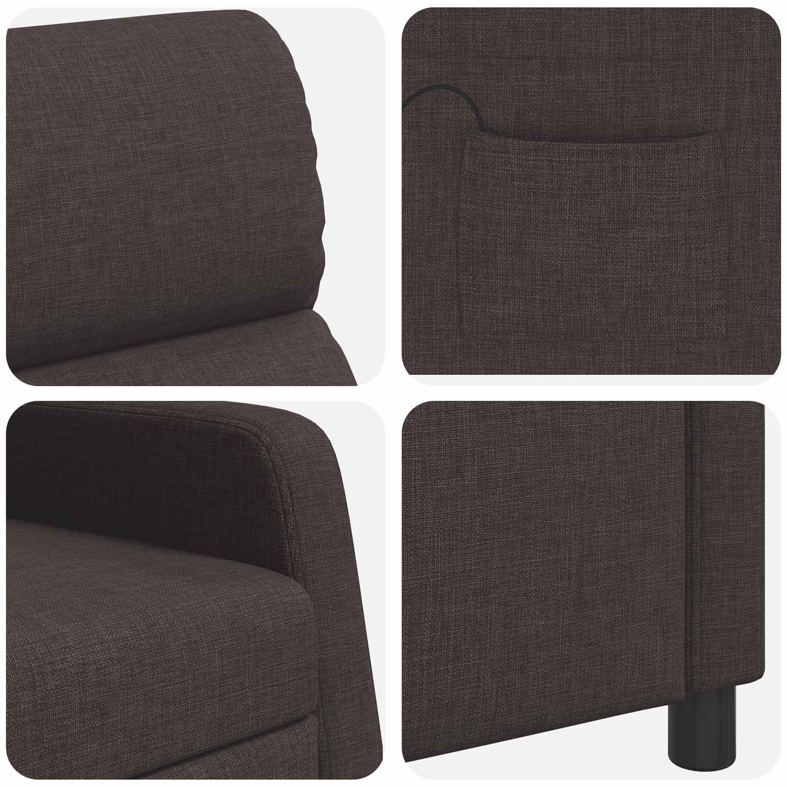 vidaXL Massage Recliner Donkerbruin Stof