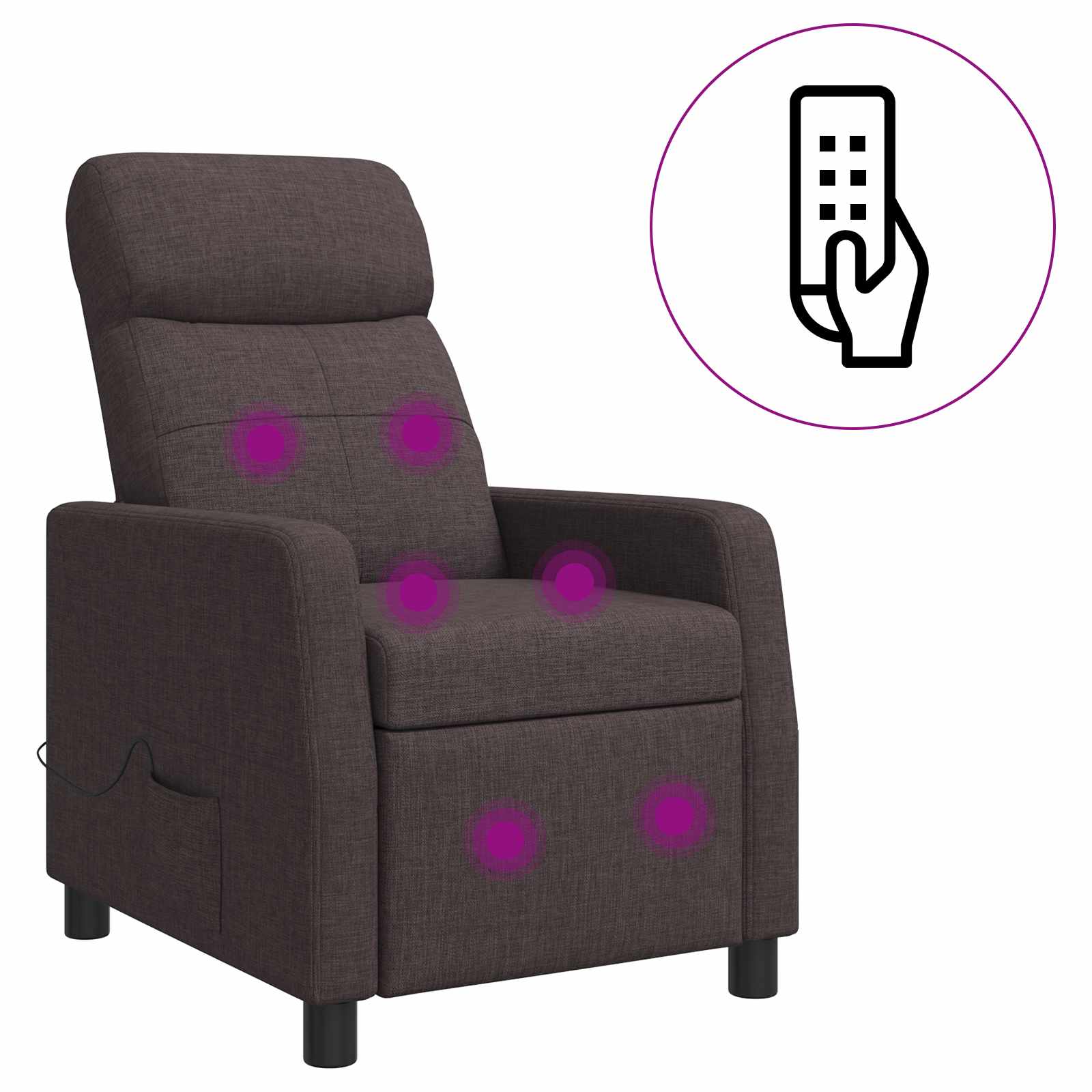 vidaXL Massage Recliner Donkerbruin Stof