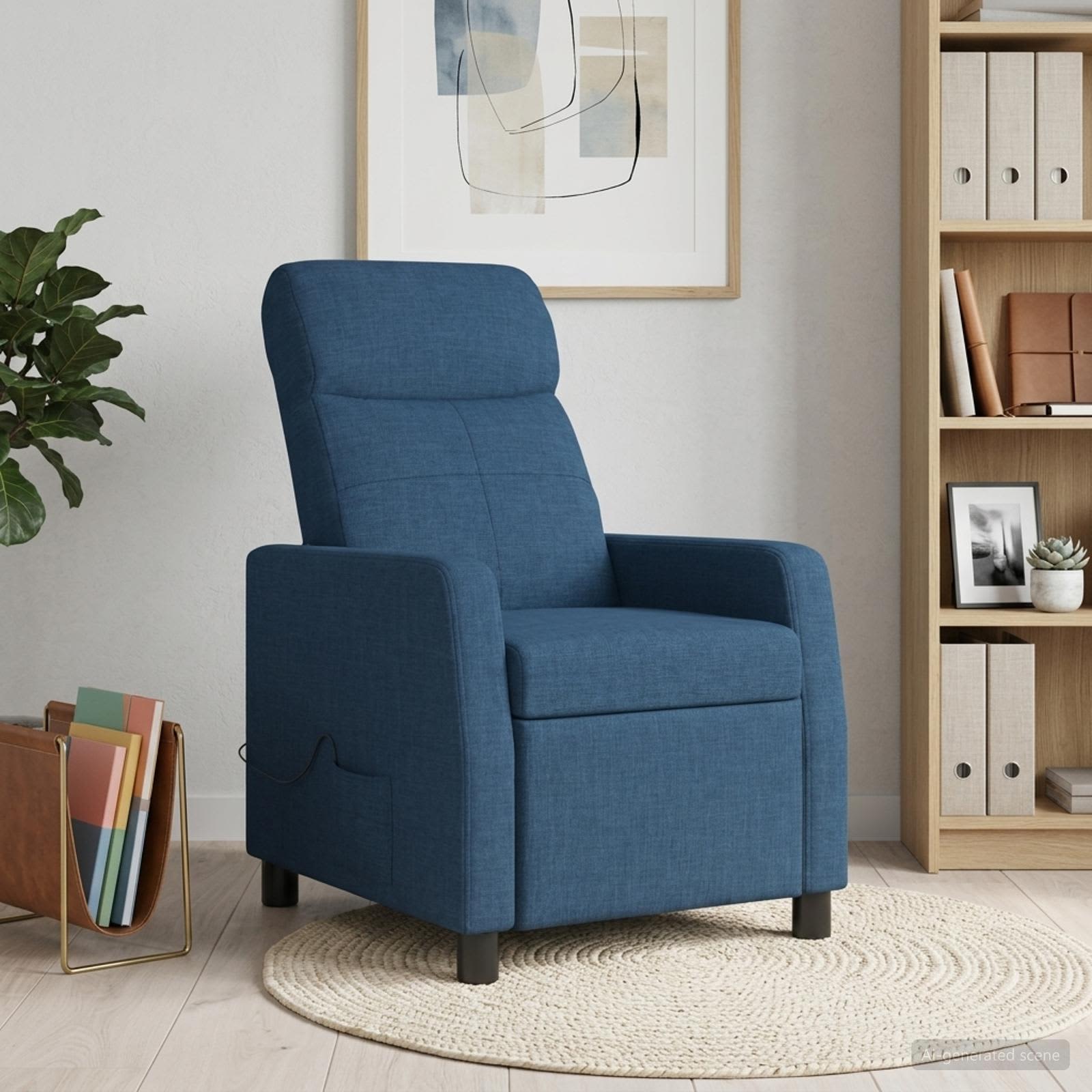Massage Recliner Blauw Stof