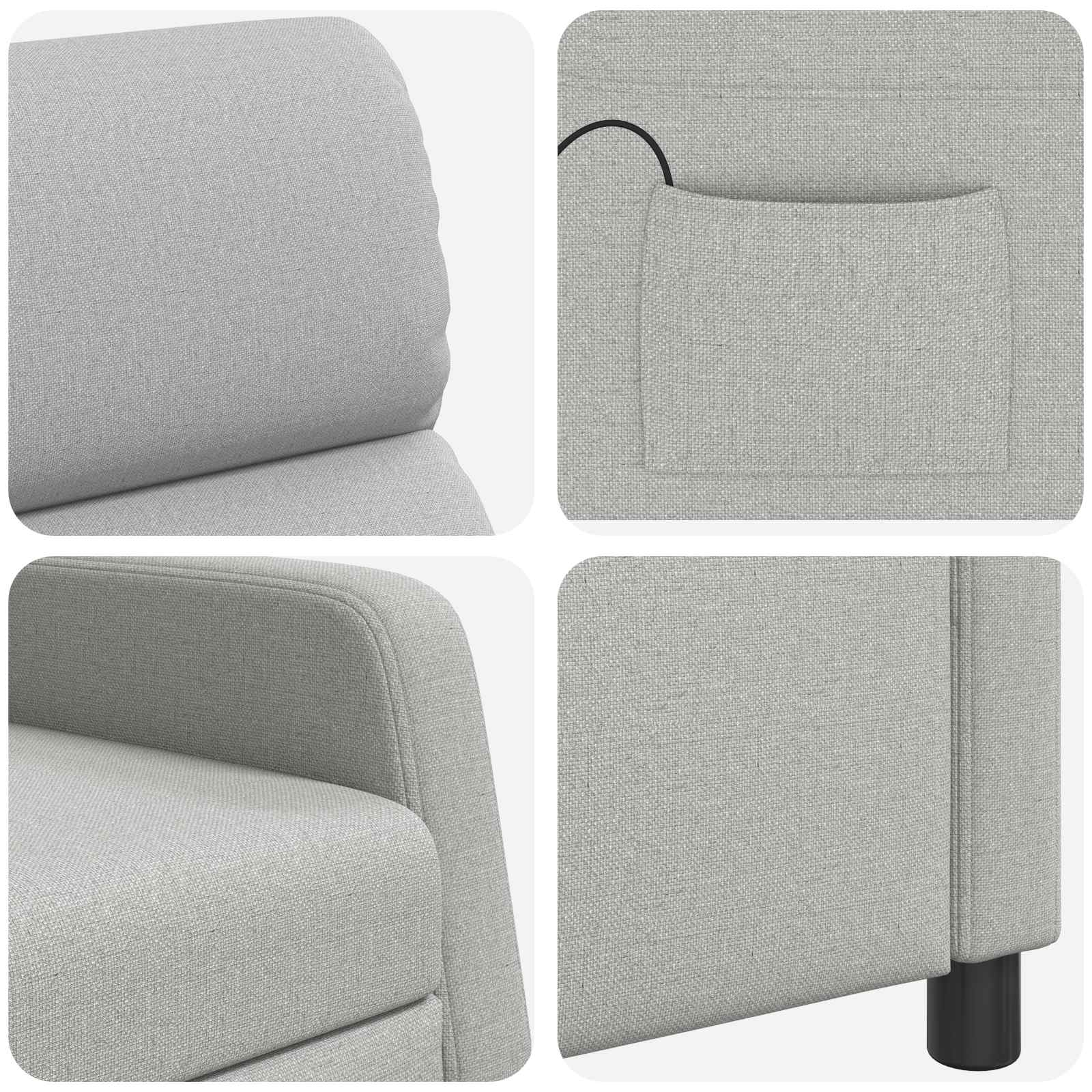 vidaXL Massage Recliner Wolkengrijs Stof