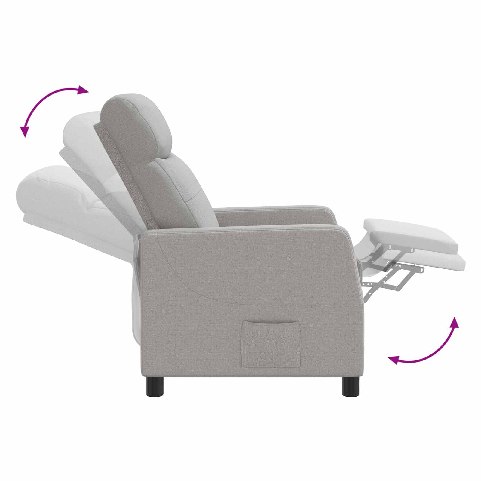 vidaXL Massage Recliner Wolkengrijs Stof