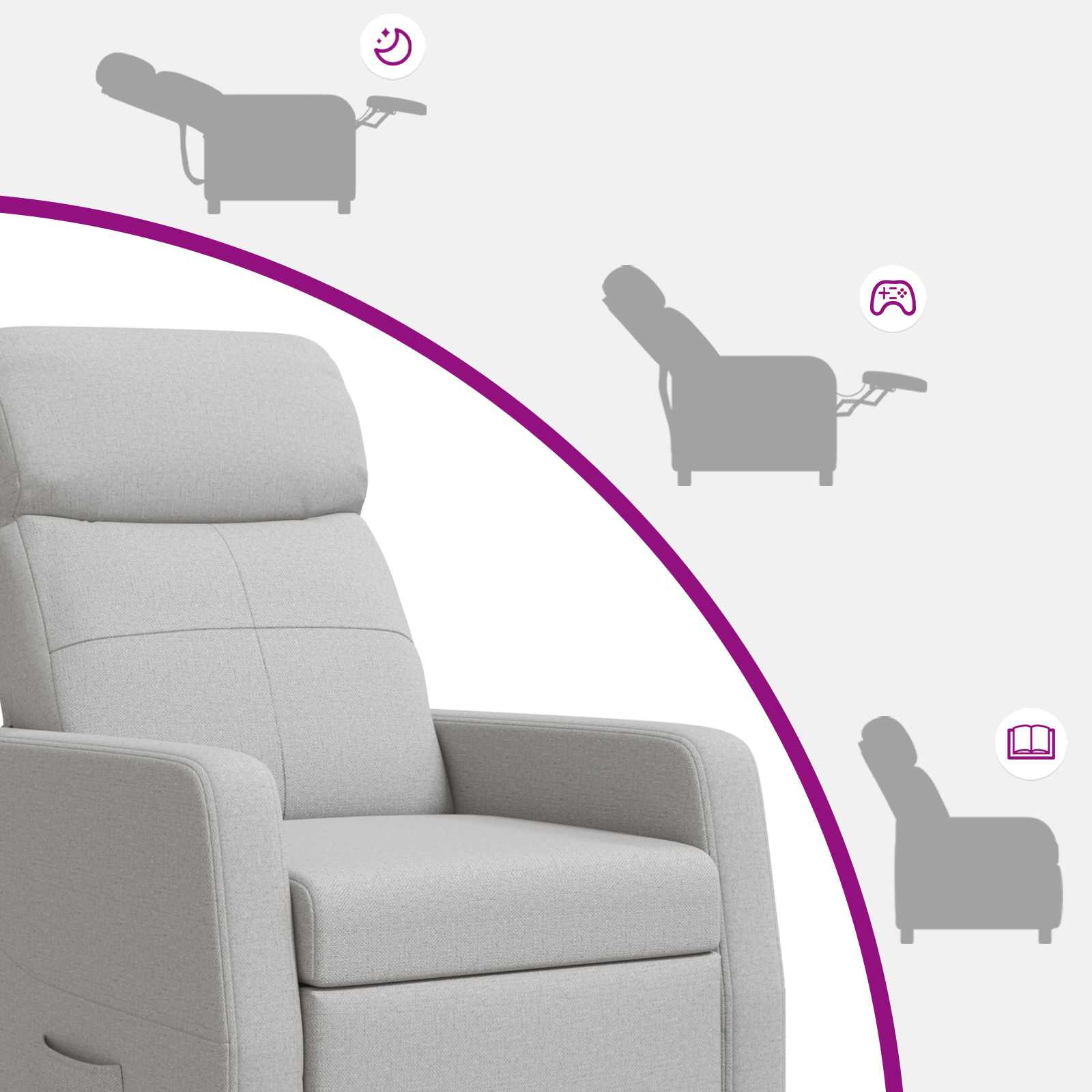 vidaXL Massage Recliner Wolkengrijs Stof