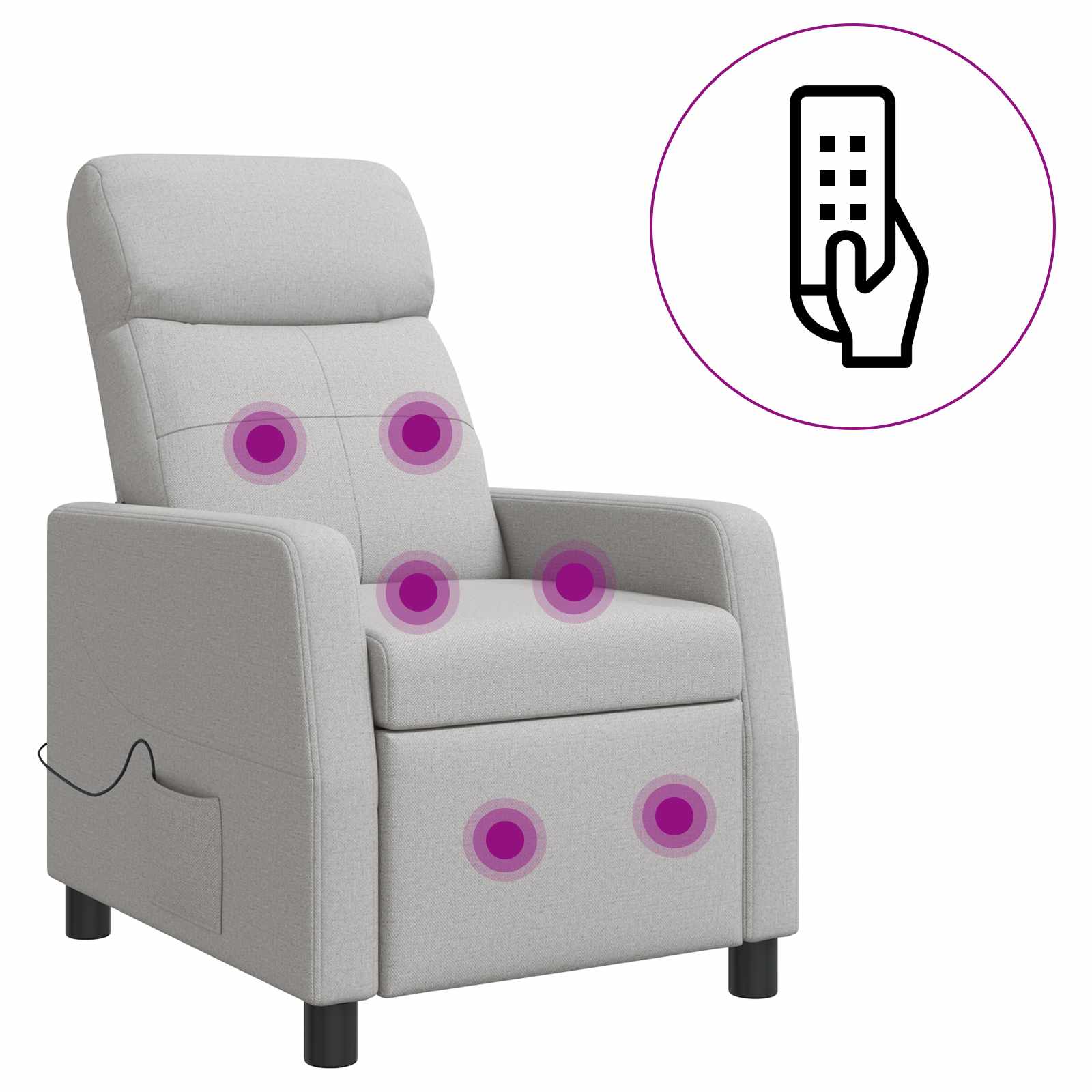 vidaXL Massage Recliner Wolkengrijs Stof