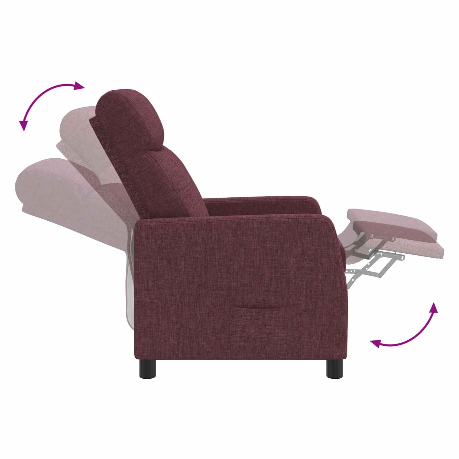 vidaXL Massage Relaxsessel Lila Stoff – Bild 7