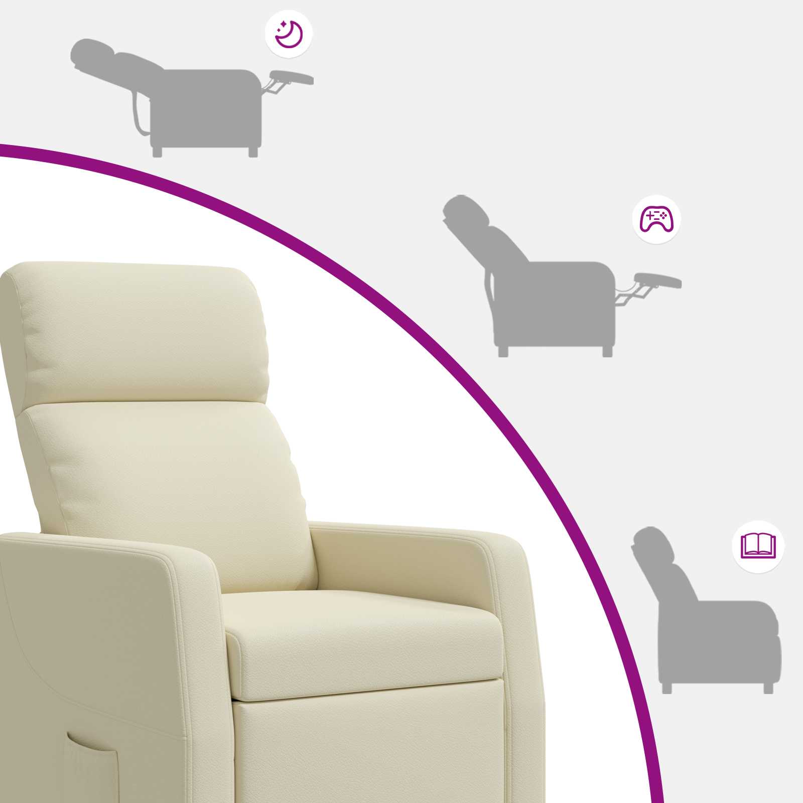 vidaXL Relaxfauteuil Crèmekleurig Kunstleer