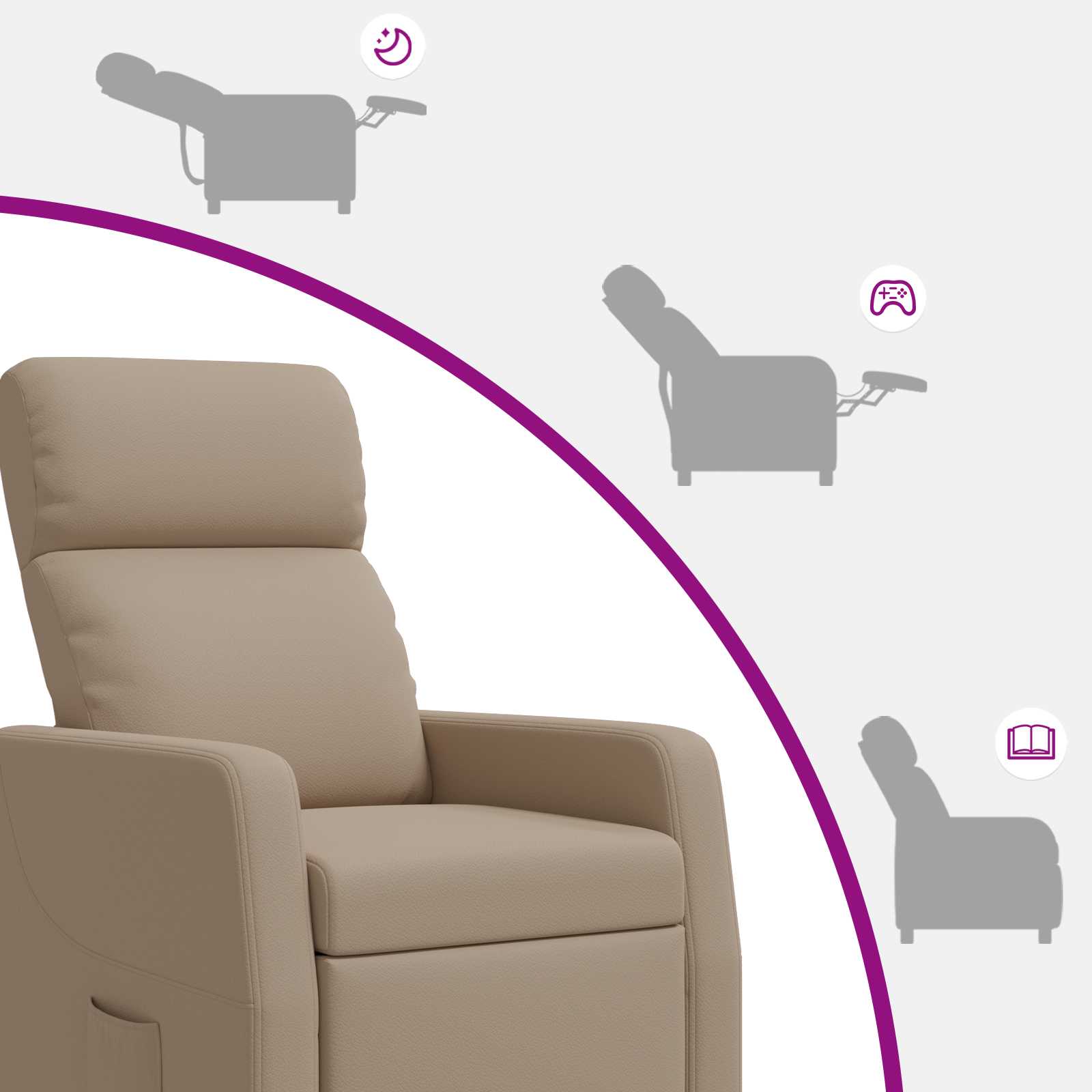 Relaxfauteuil Cappuccino Kunstleer - Afbeelding 6
