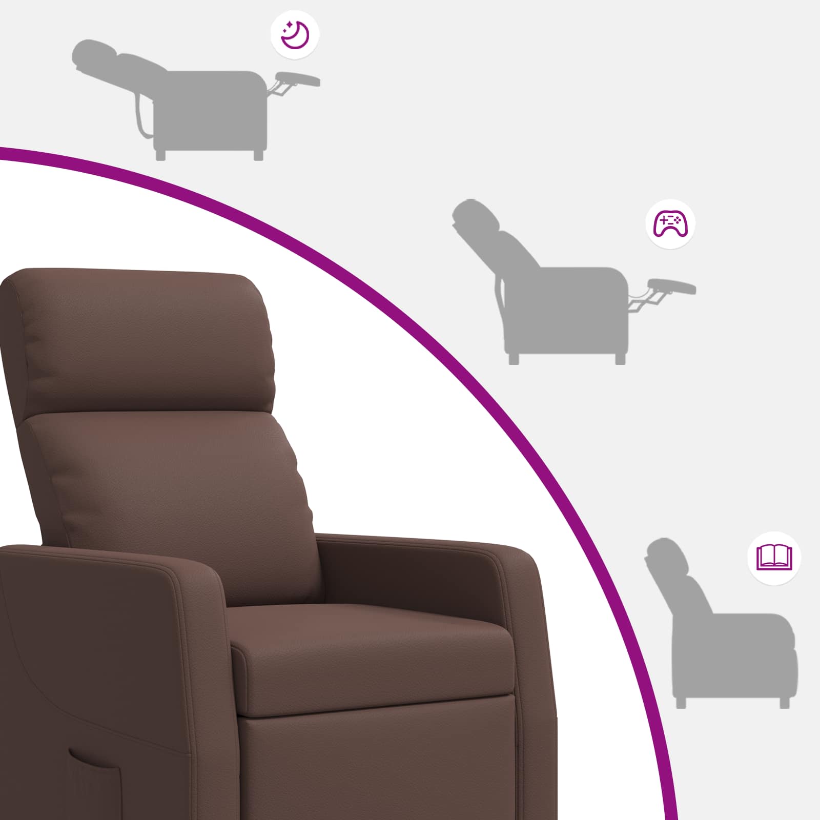 vidaXL Massage Recliner Bruin Kunstleer