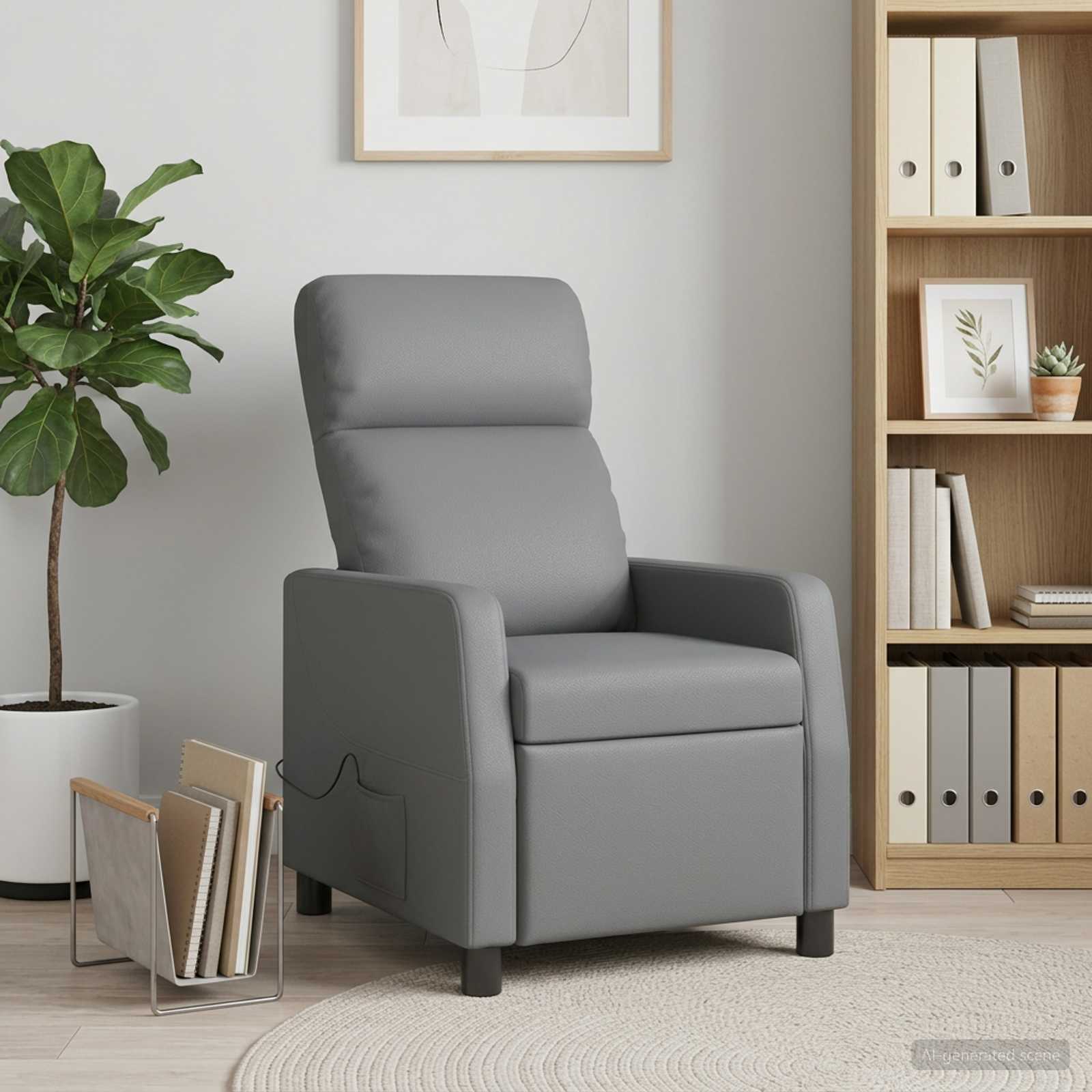 Massagefåtölj Grå Konstläder