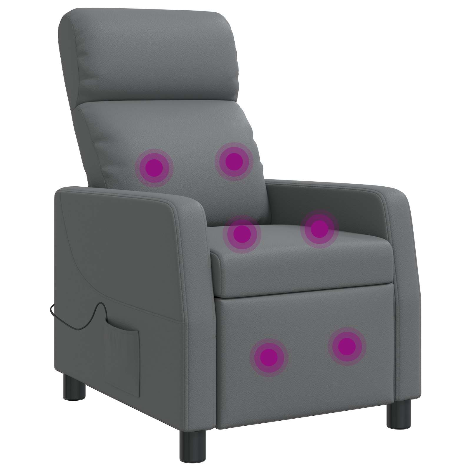 vidaXL Masirni ležalnik Siva Umetno usnje