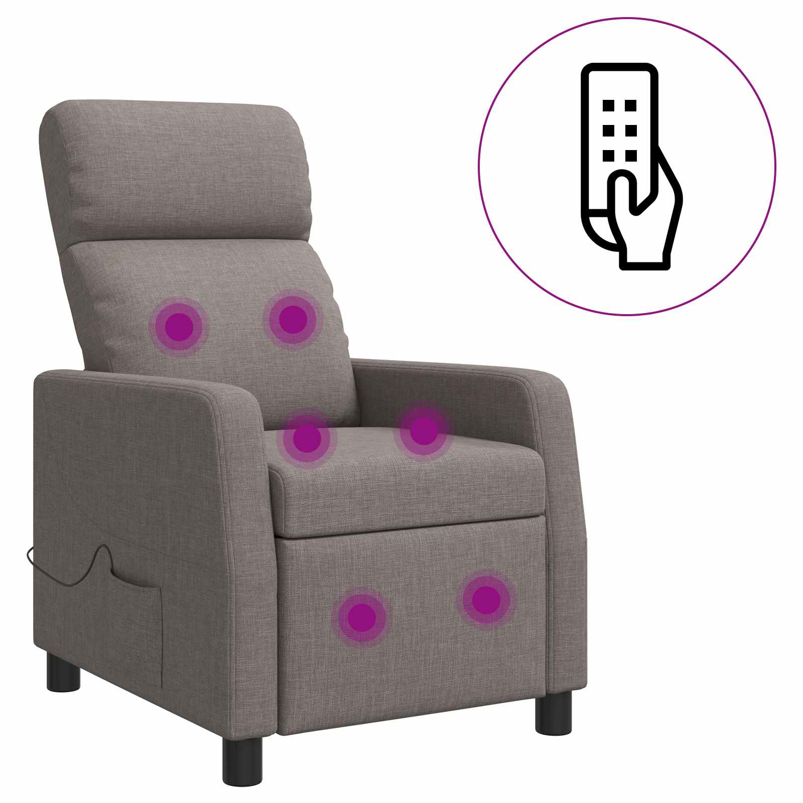 vidaXL Masirni ležalnik Taupe Blago - slika 2