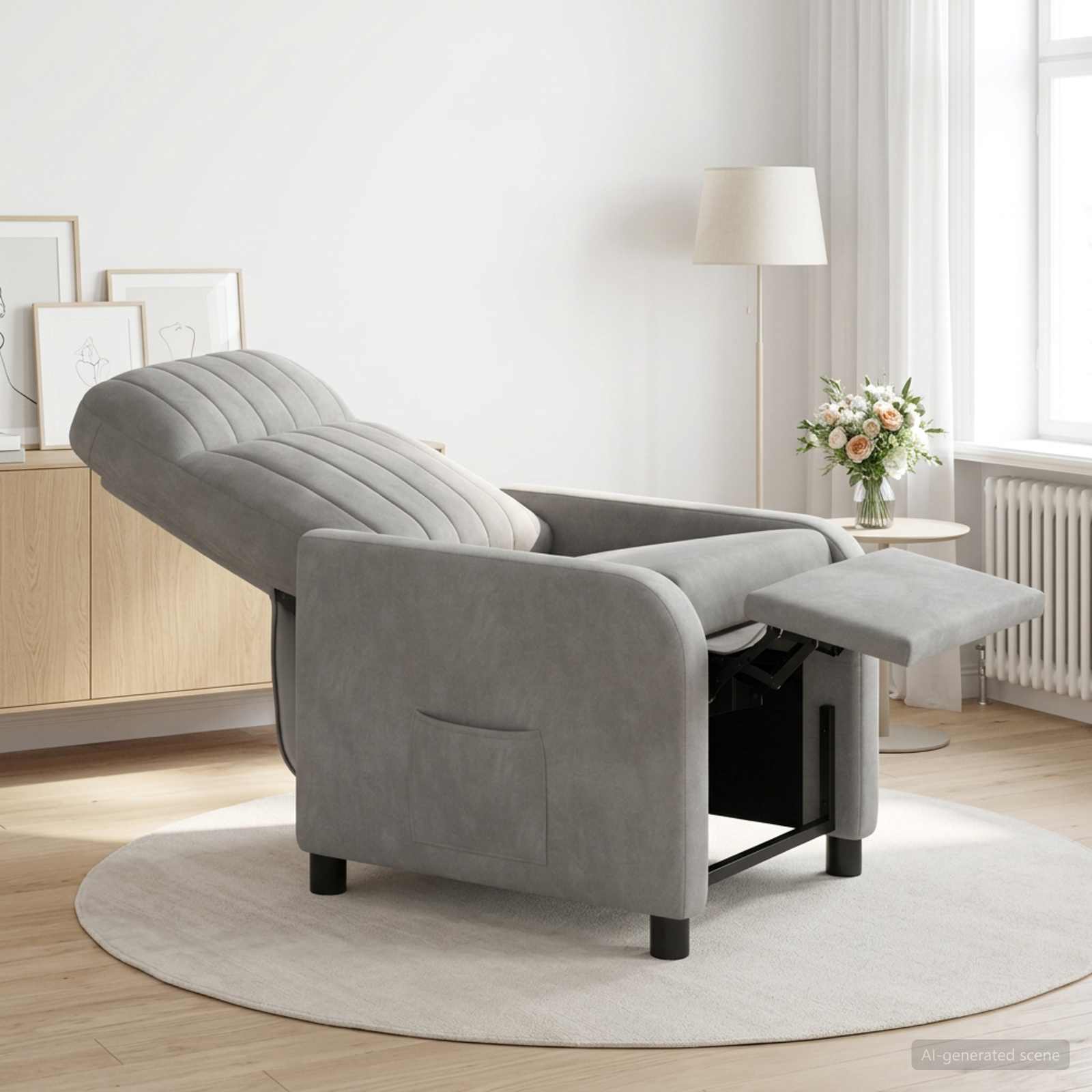 Recliner Ljusgrå Sammet (V)