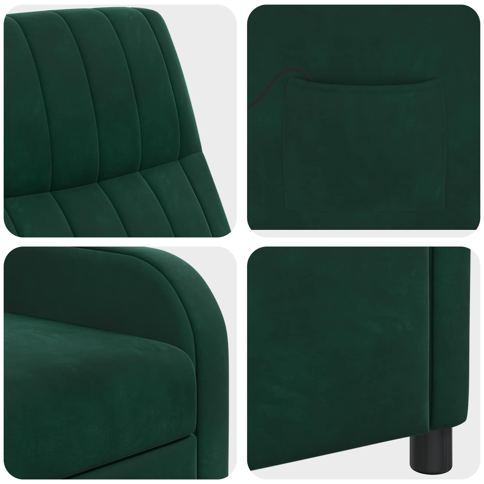 vidaXL Massage Recliner Donkergroen fluweel