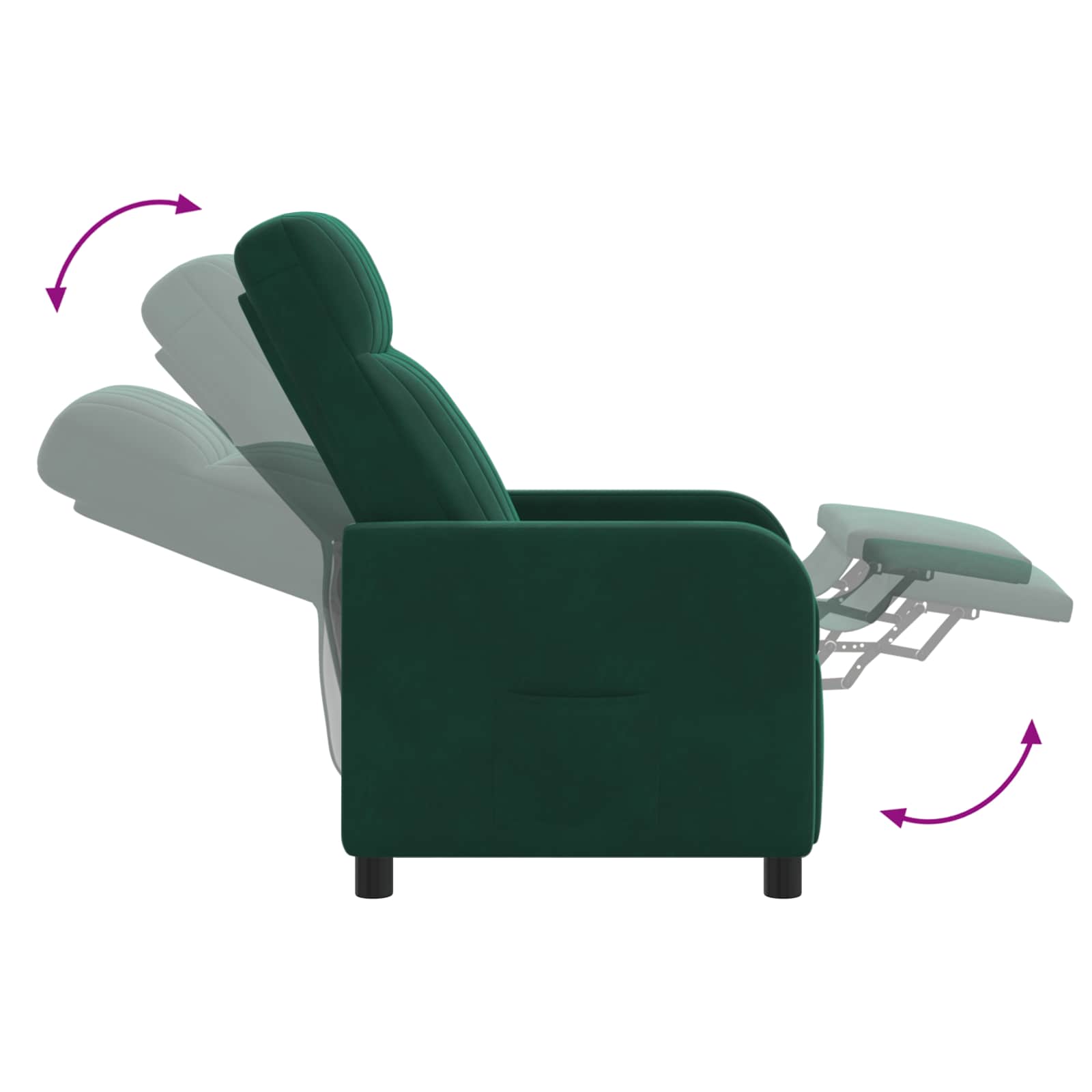 vidaXL Massage Recliner Donkergroen fluweel