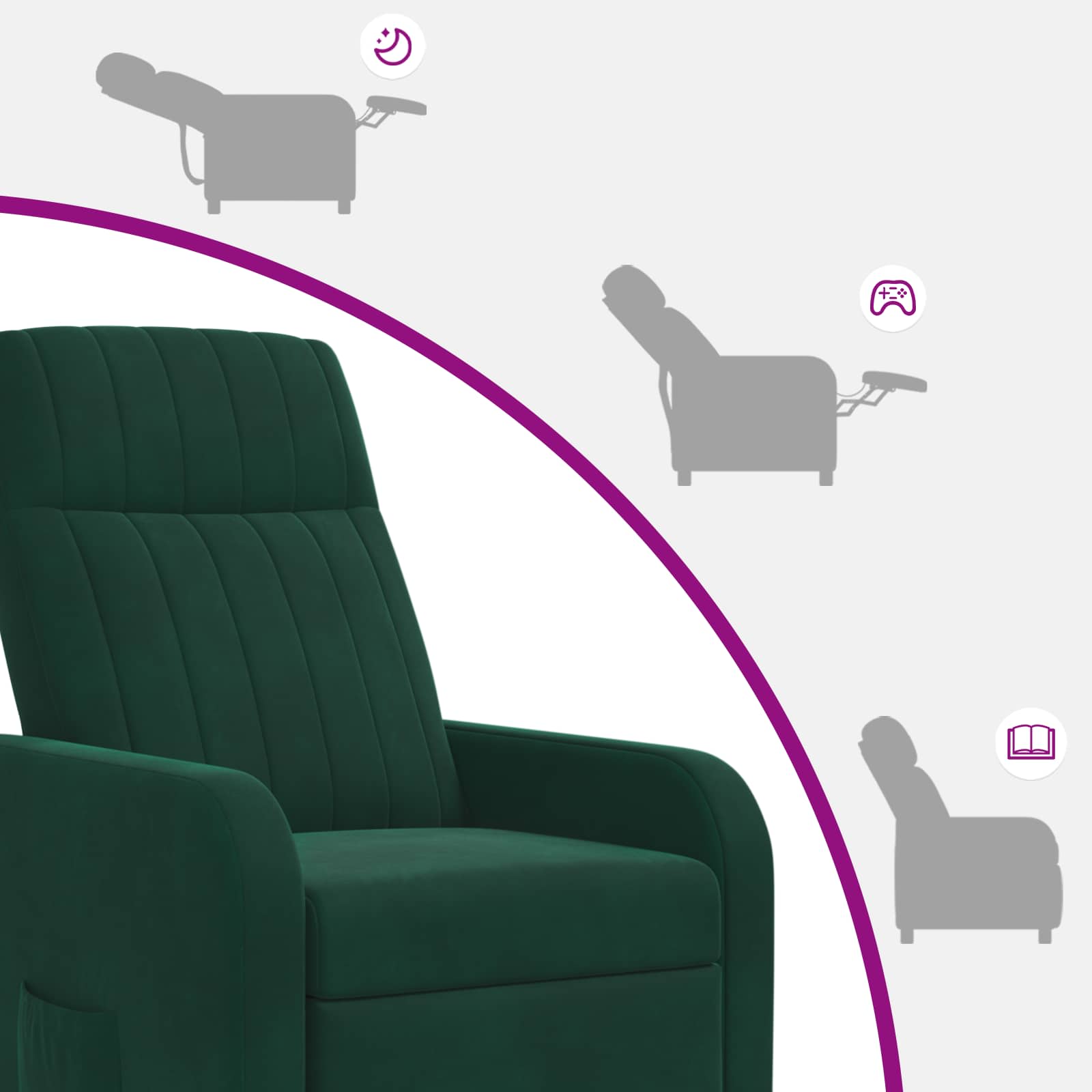 vidaXL Massage Recliner Donkergroen fluweel