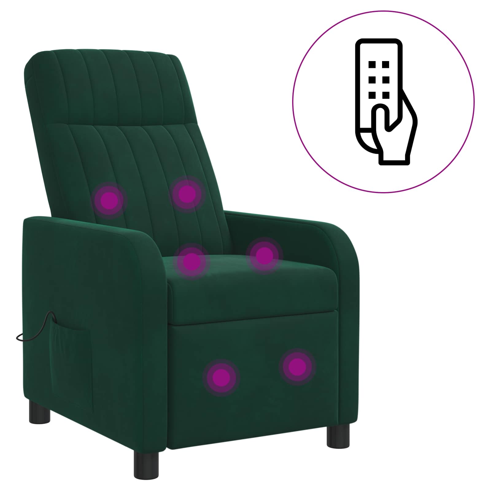 vidaXL Massage Recliner Donkergroen fluweel