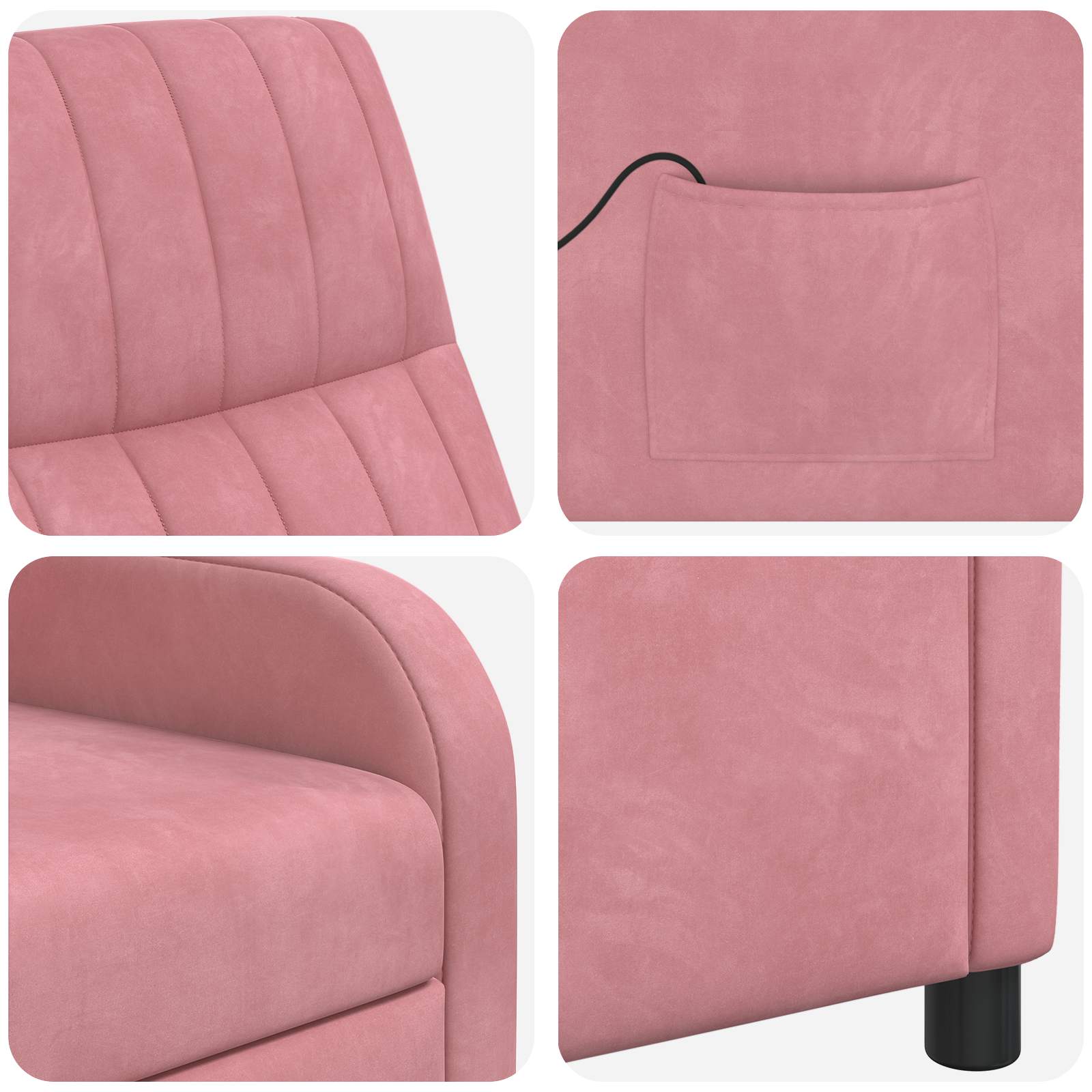 vidaXL Massage Recliner Roze fluweel