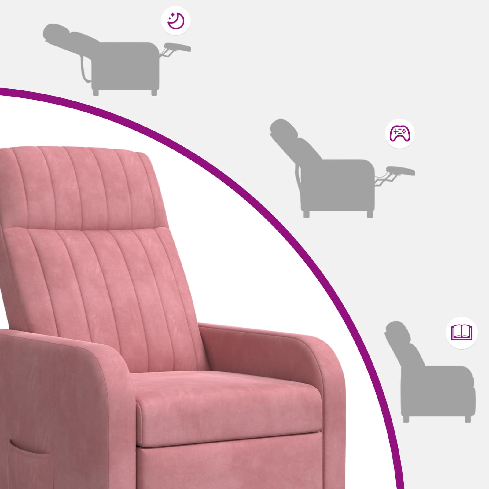 vidaXL Massage Recliner Roze fluweel
