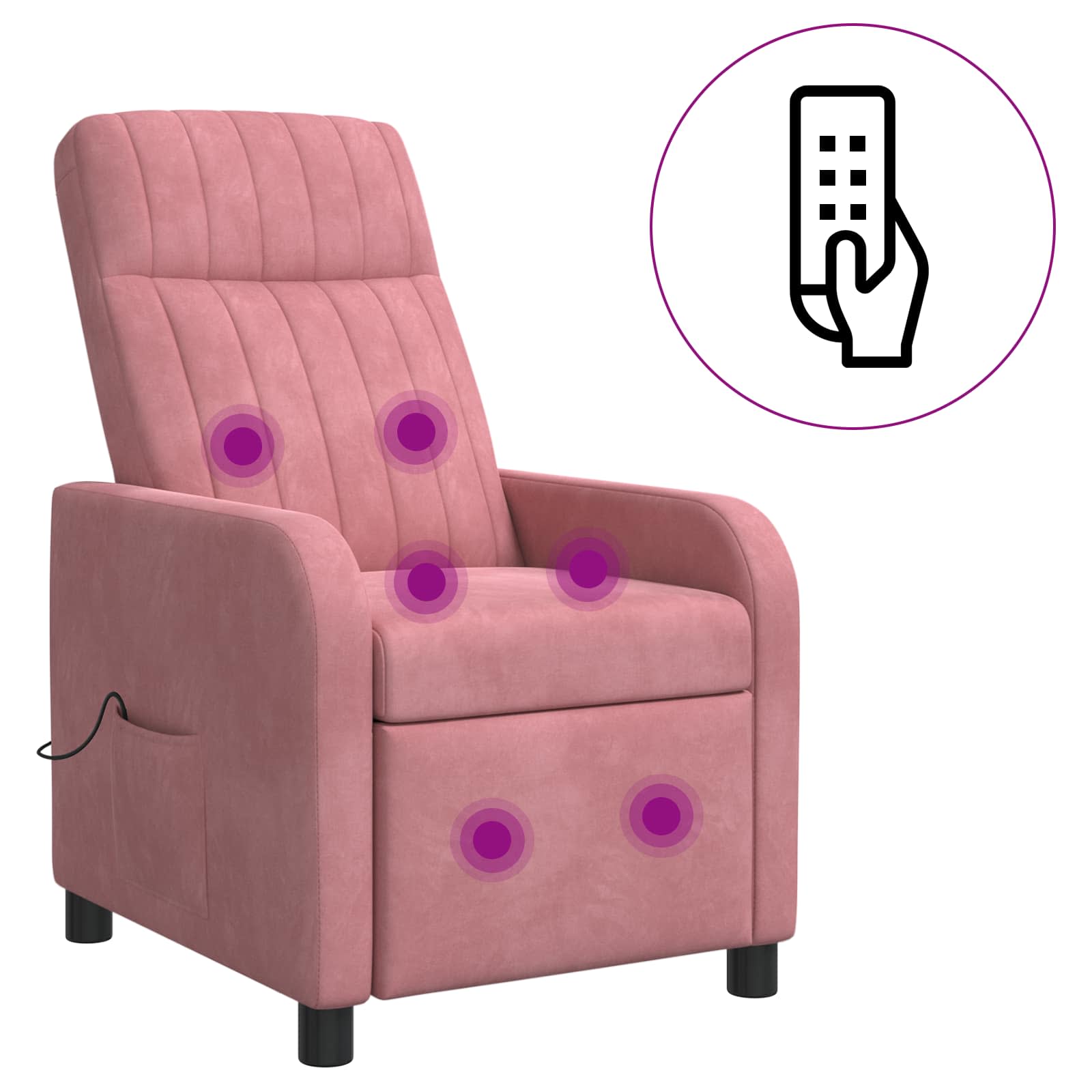 vidaXL Massage Recliner Roze fluweel