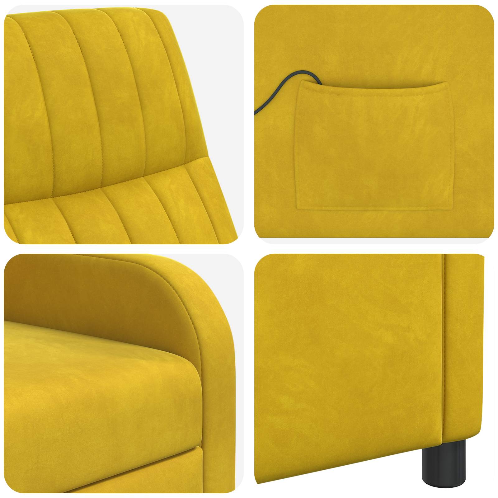 vidaXL Massage Recliner Geel fluweel
