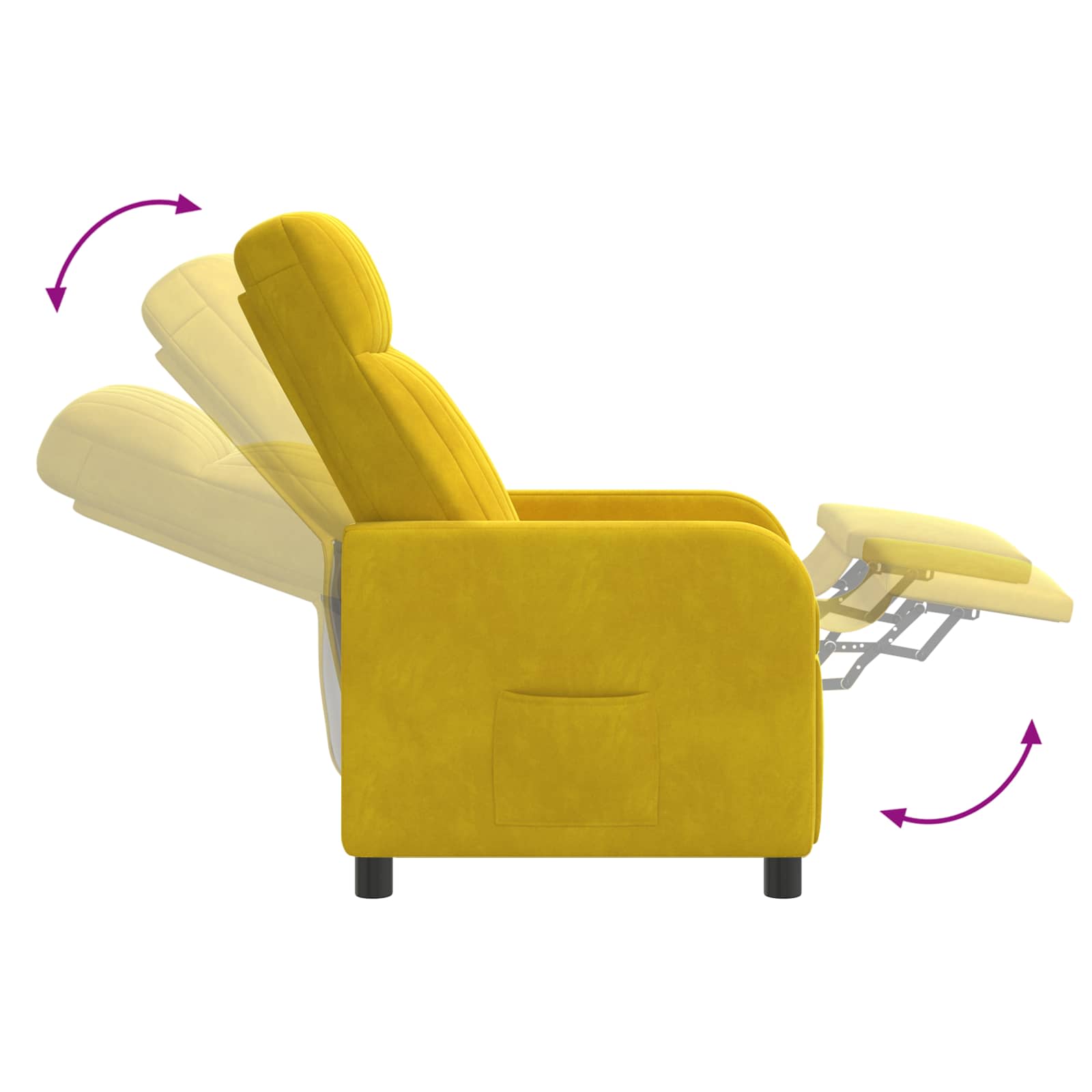 vidaXL Massage Recliner Geel fluweel