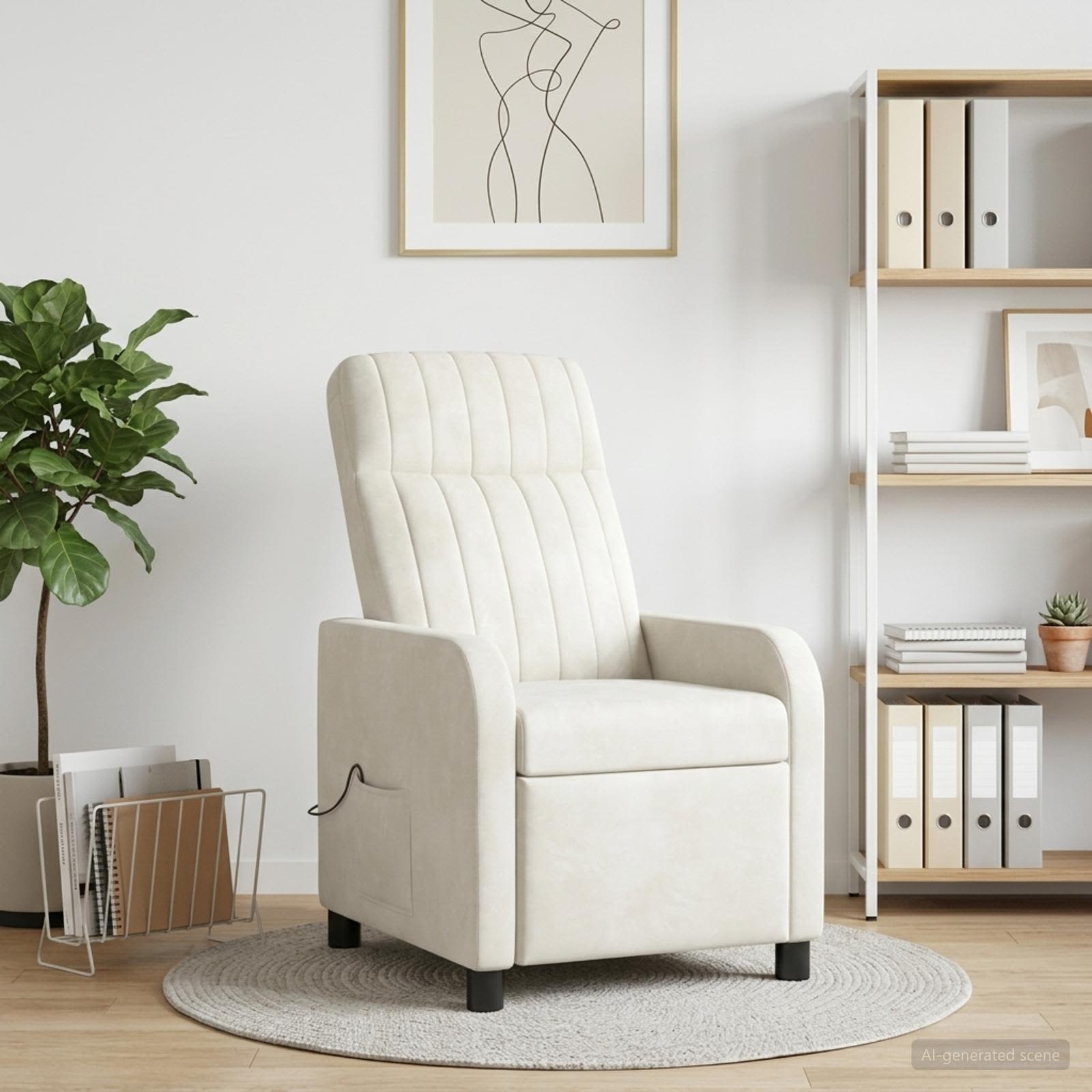 Massagefåtölj Gräddvit Sammet (V)