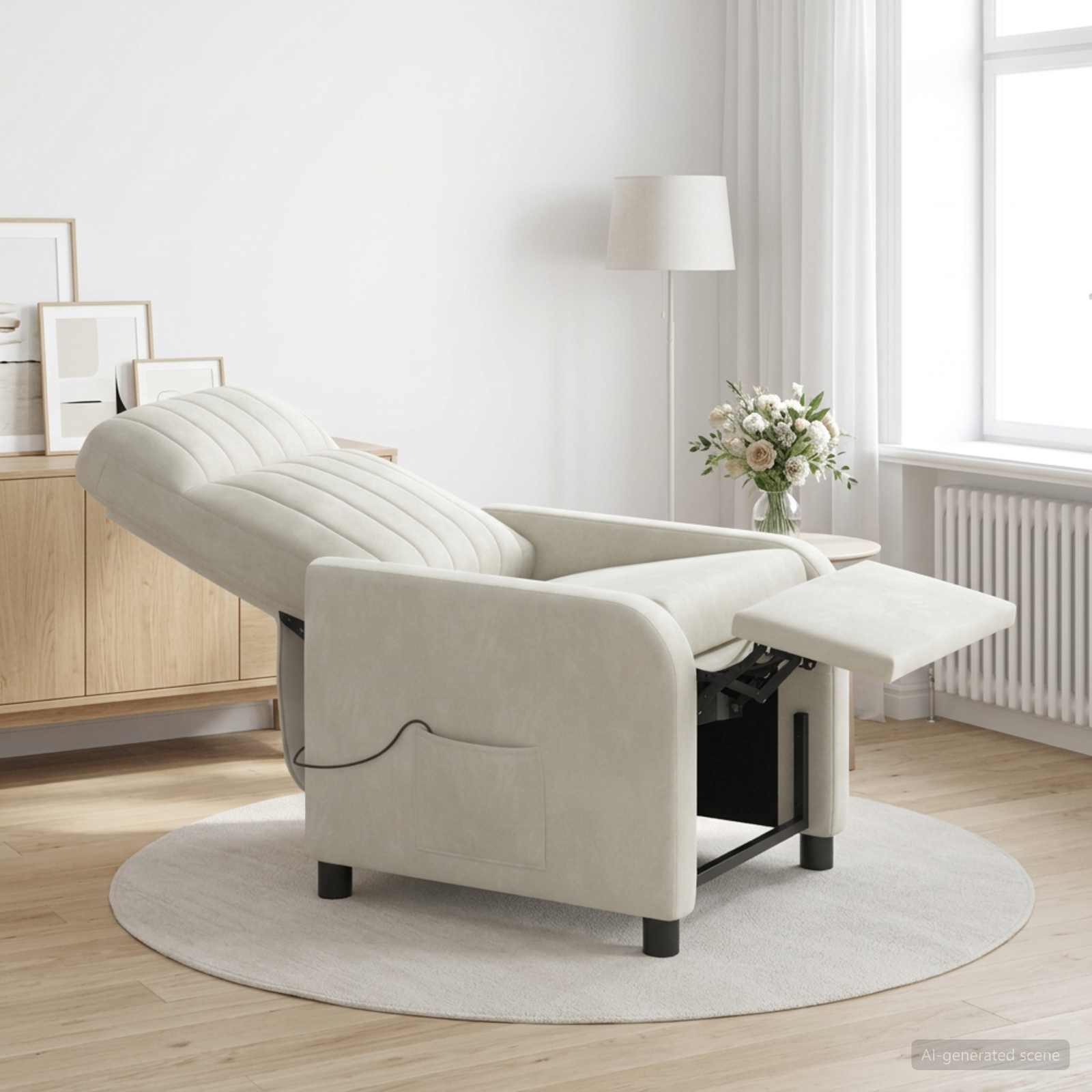 Massagefåtölj Gräddvit Sammet (V)