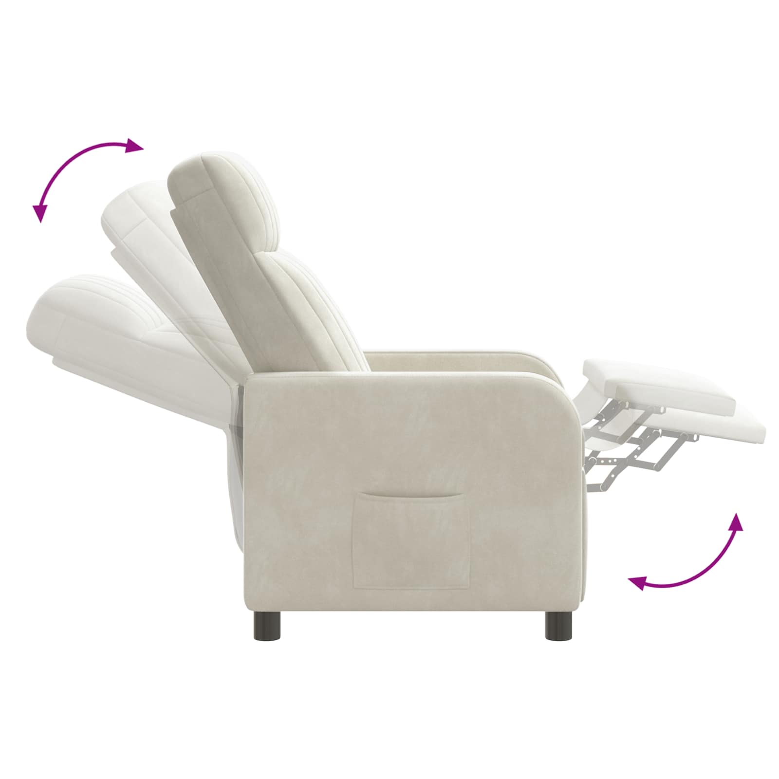 Massagefåtölj Gräddvit Sammet (V)