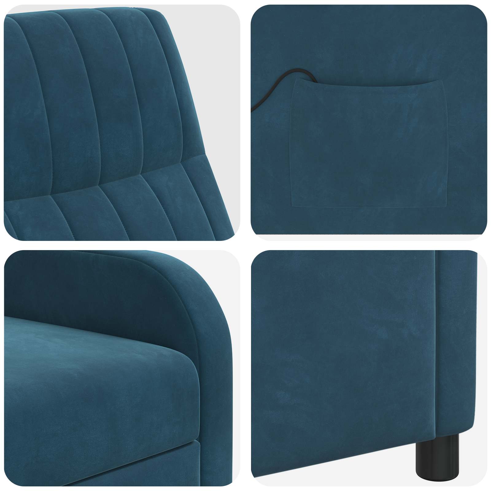vidaXL Massage Recliner Blauw fluweel