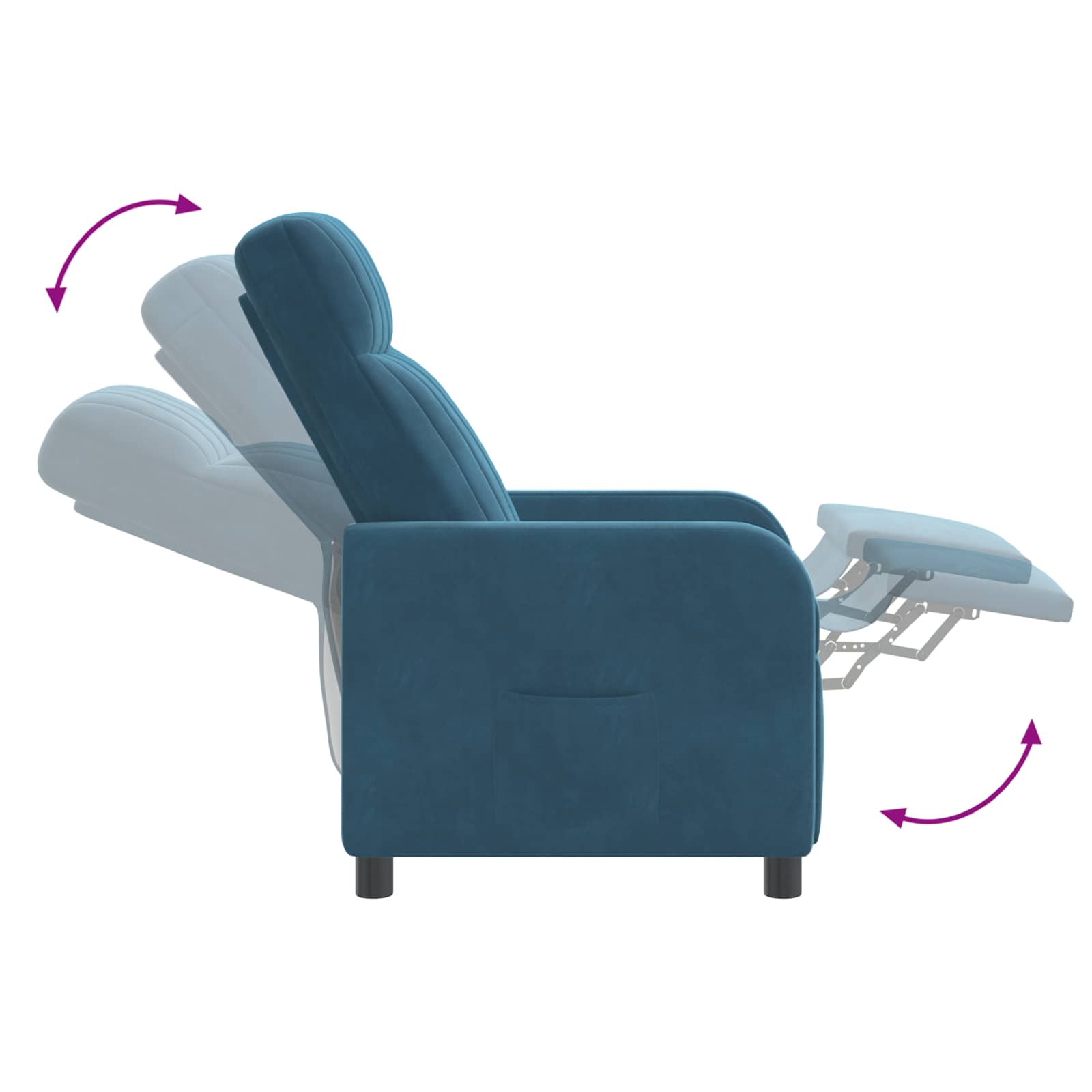 vidaXL Massage Recliner Blauw fluweel