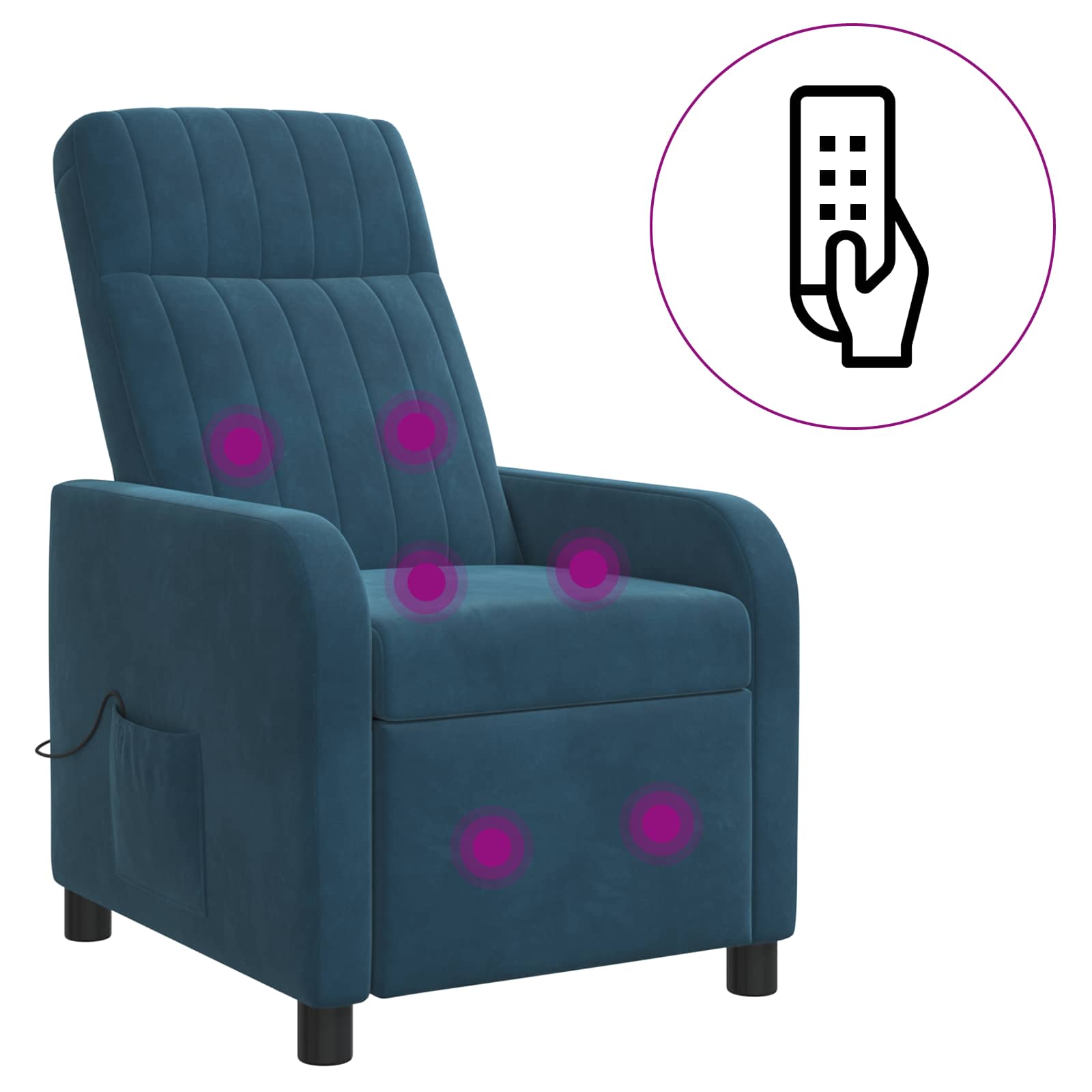 vidaXL Massage Recliner Blauw fluweel