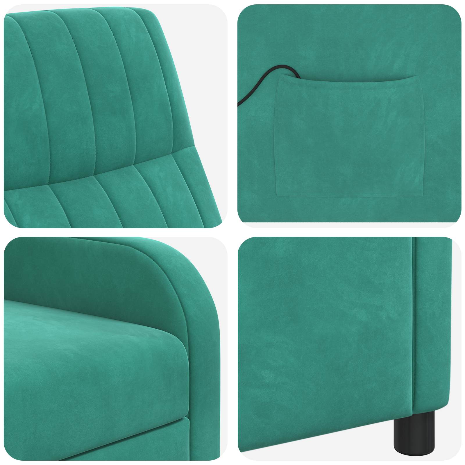 vidaXL Massage Recliner Turquoise fluweel