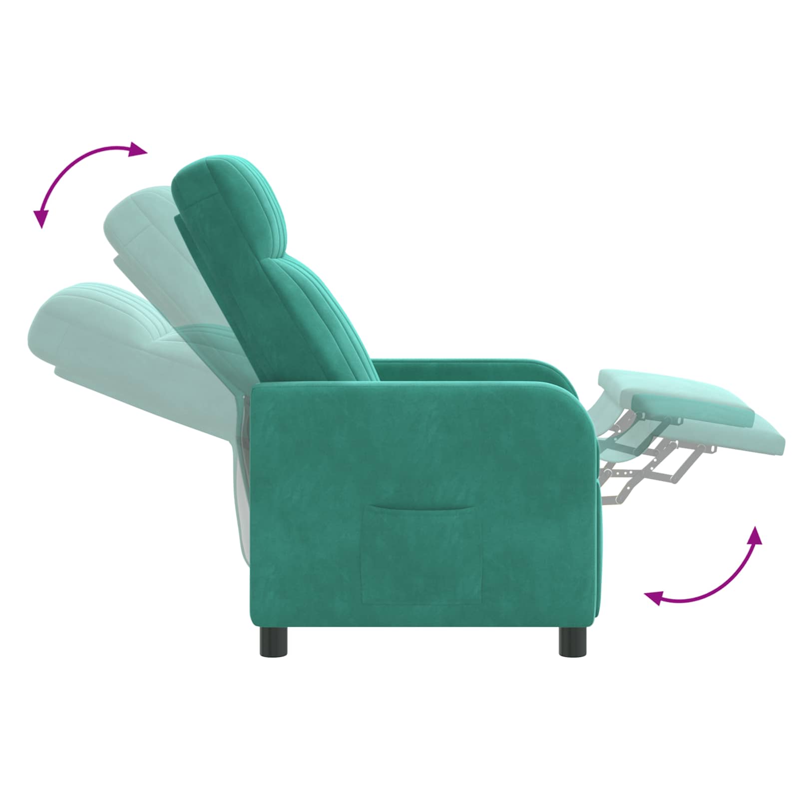 vidaXL Massage Recliner Turquoise fluweel