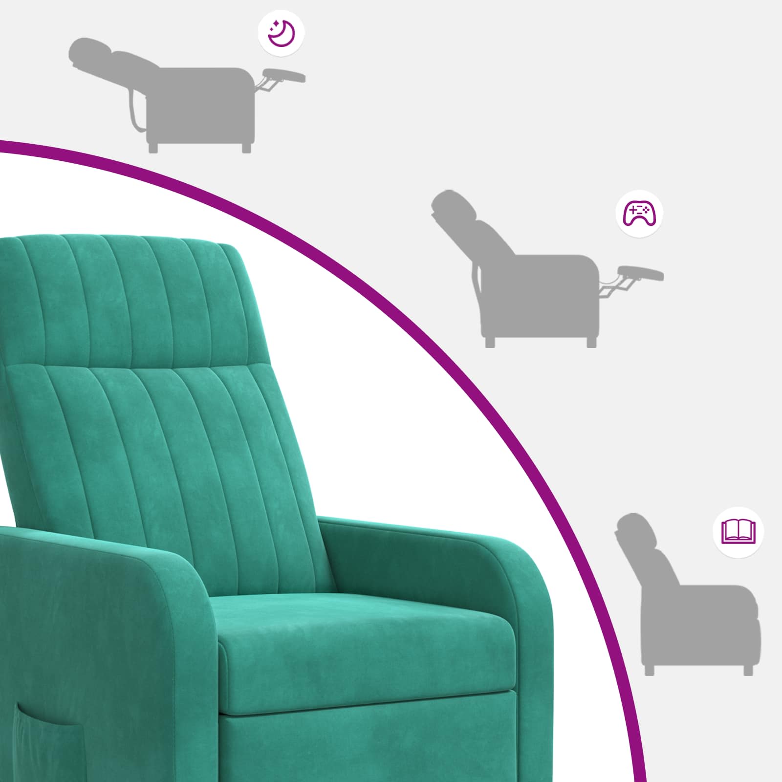 vidaXL Massage Recliner Turquoise fluweel